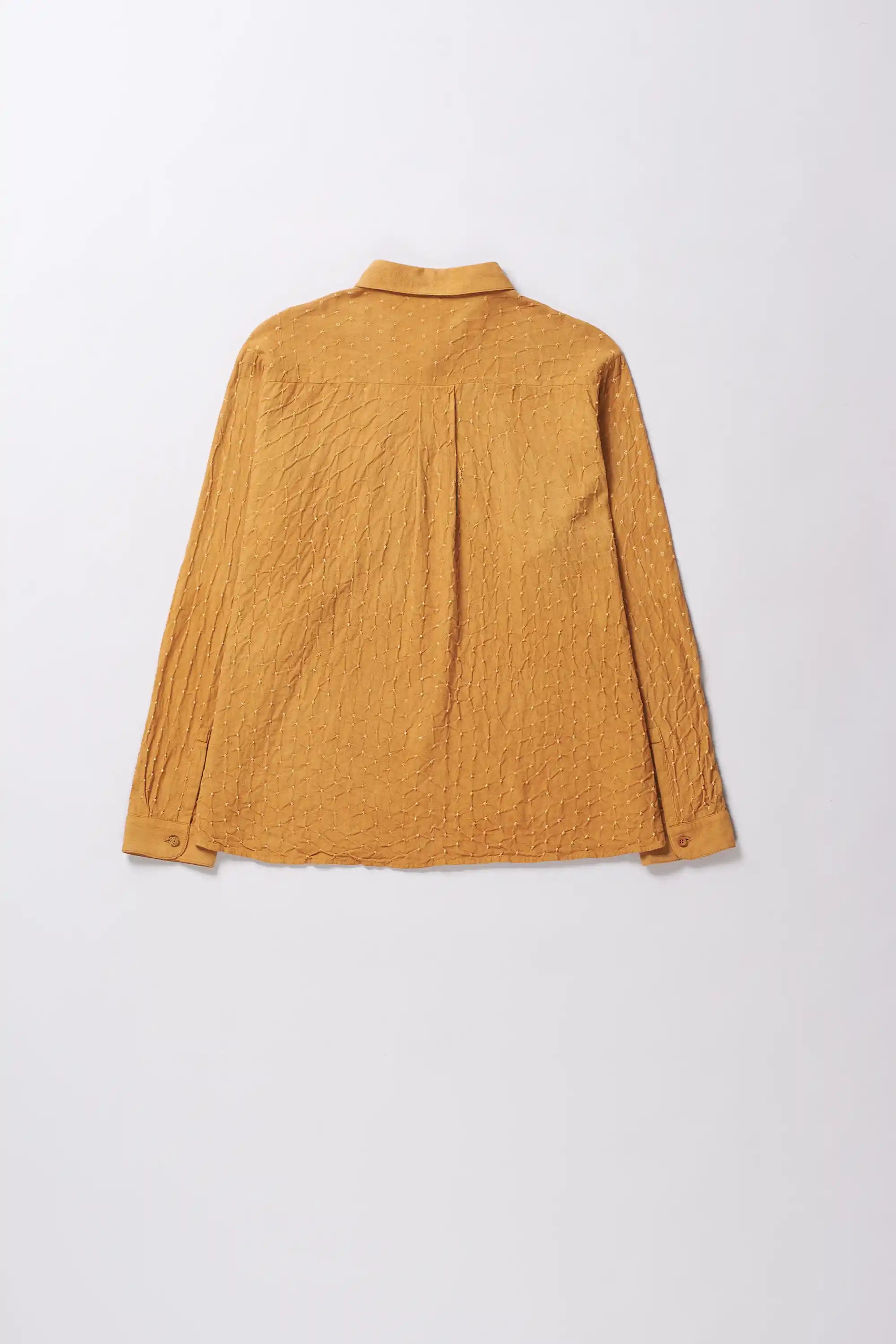 Bandhani Cotton Shirt in Mustard Yellow