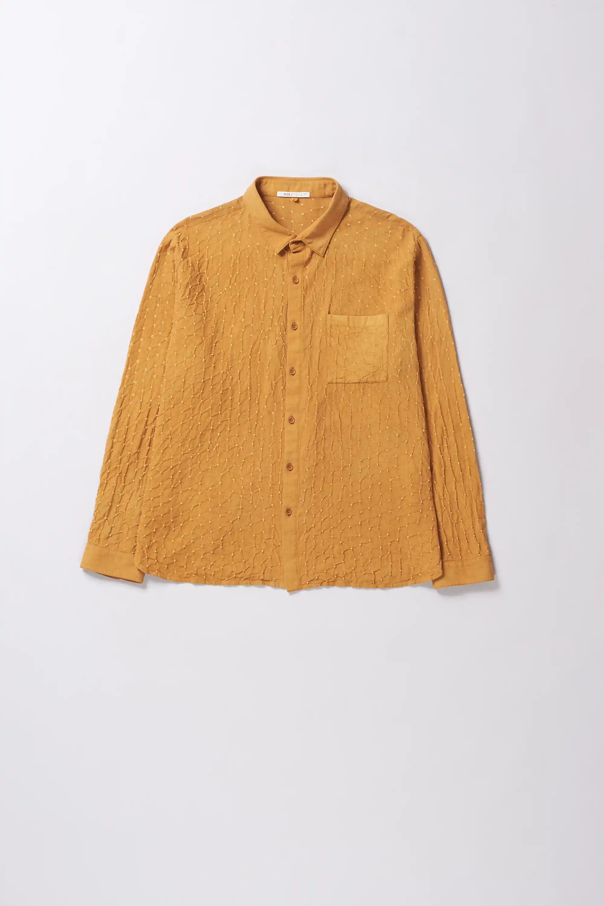 Bandhani Cotton Shirt in Mustard Yellow