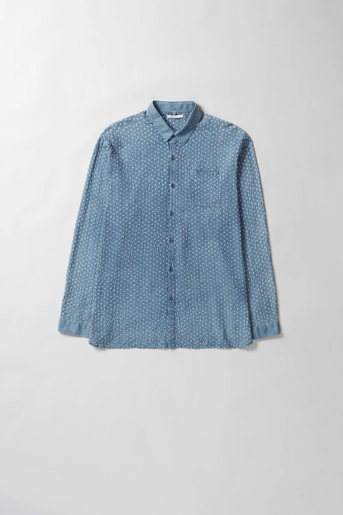 Mul Cotton Bandhani Shirt in Medium Indigo