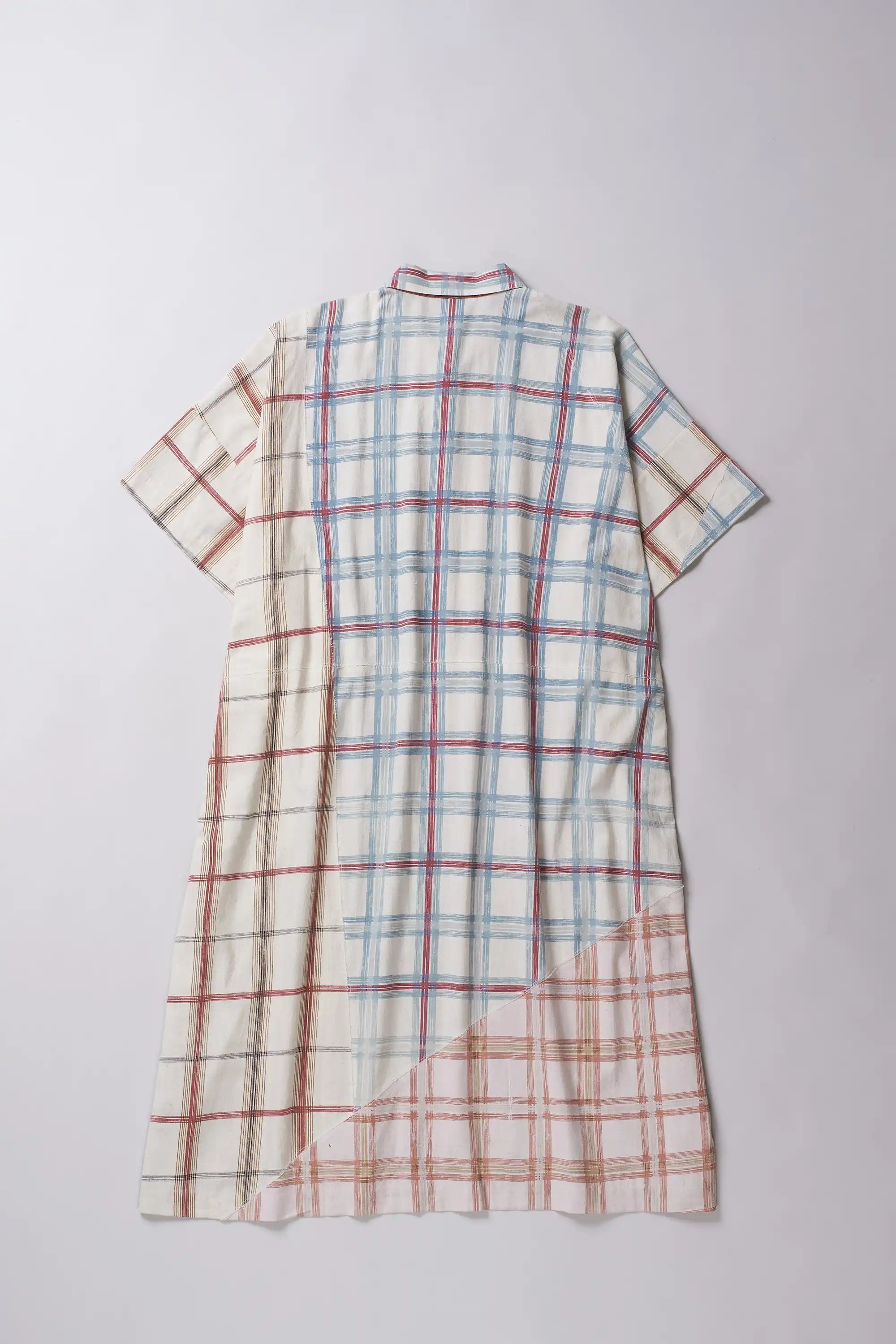 Patchwork Checked Kaftan Shirt