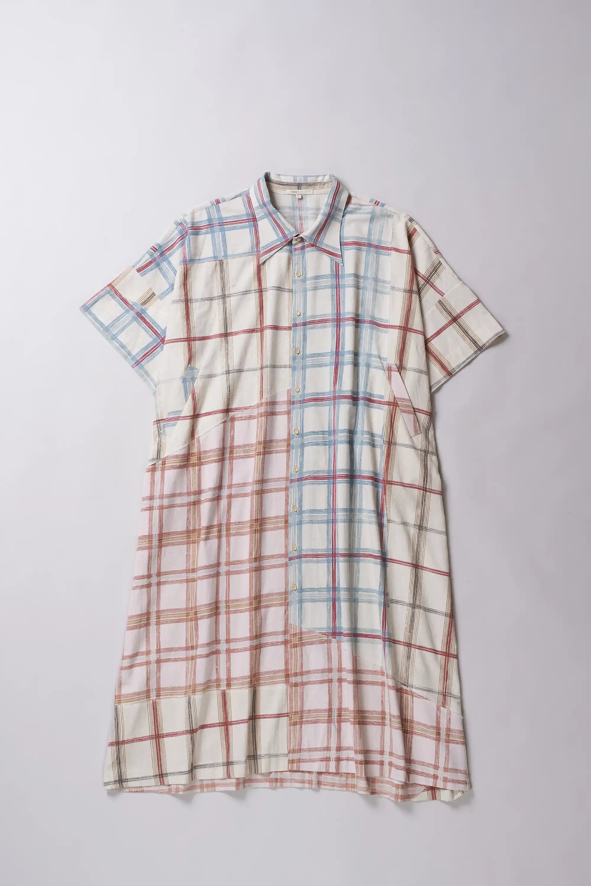 Patchwork Checked Kaftan Shirt