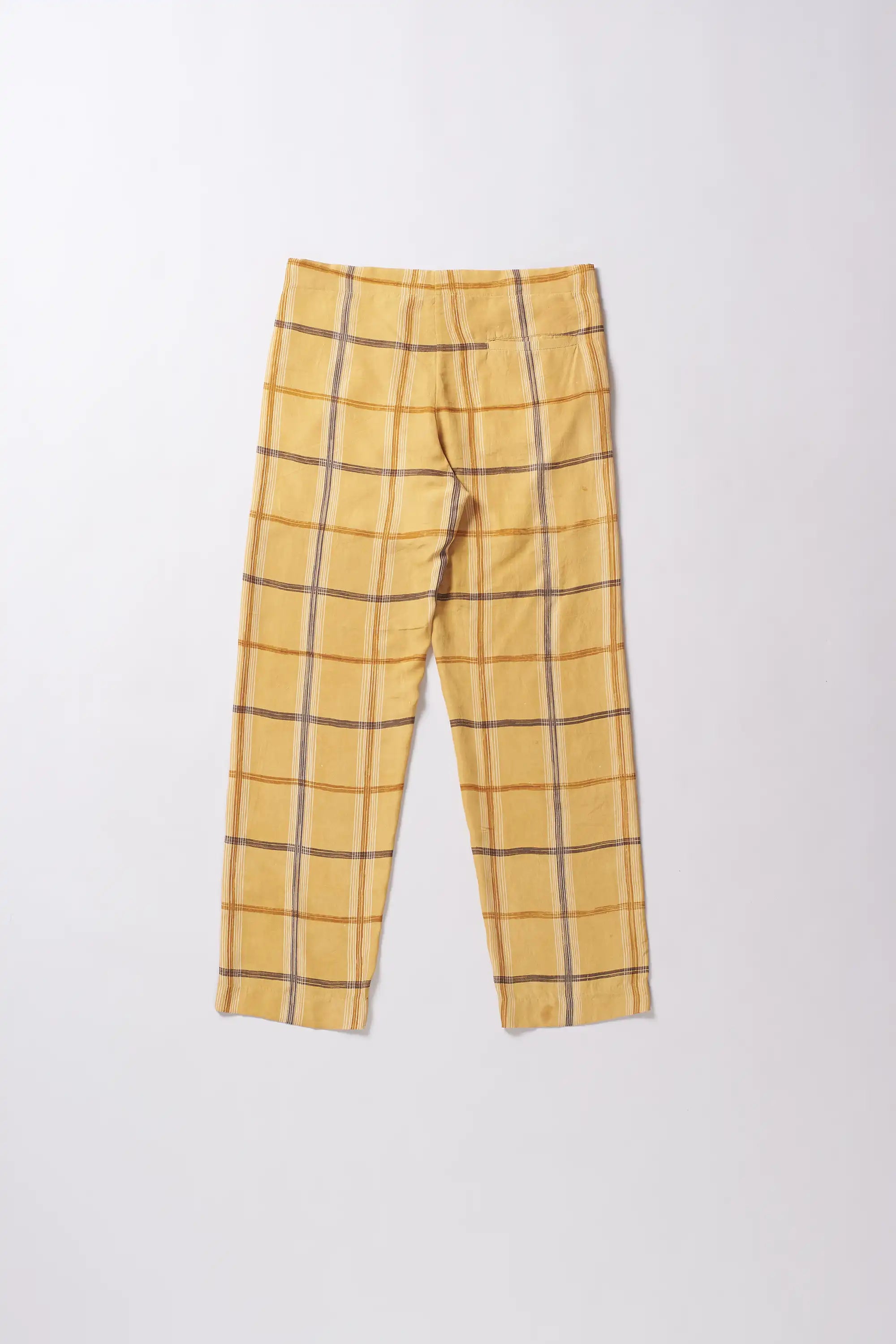 Mustard Yellow Checked Drawstring Unisex Pant
