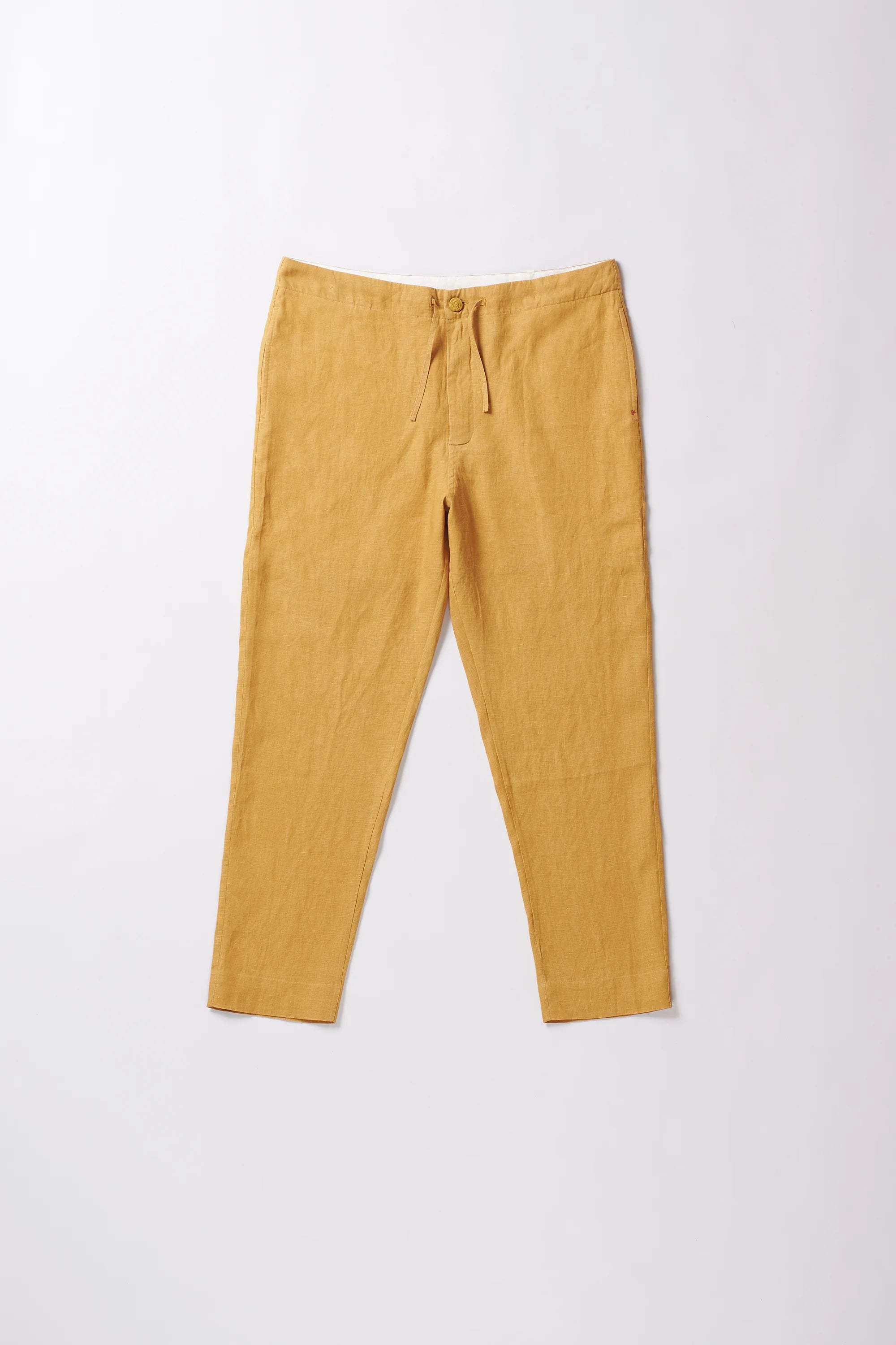 Mustard Linen String Pants