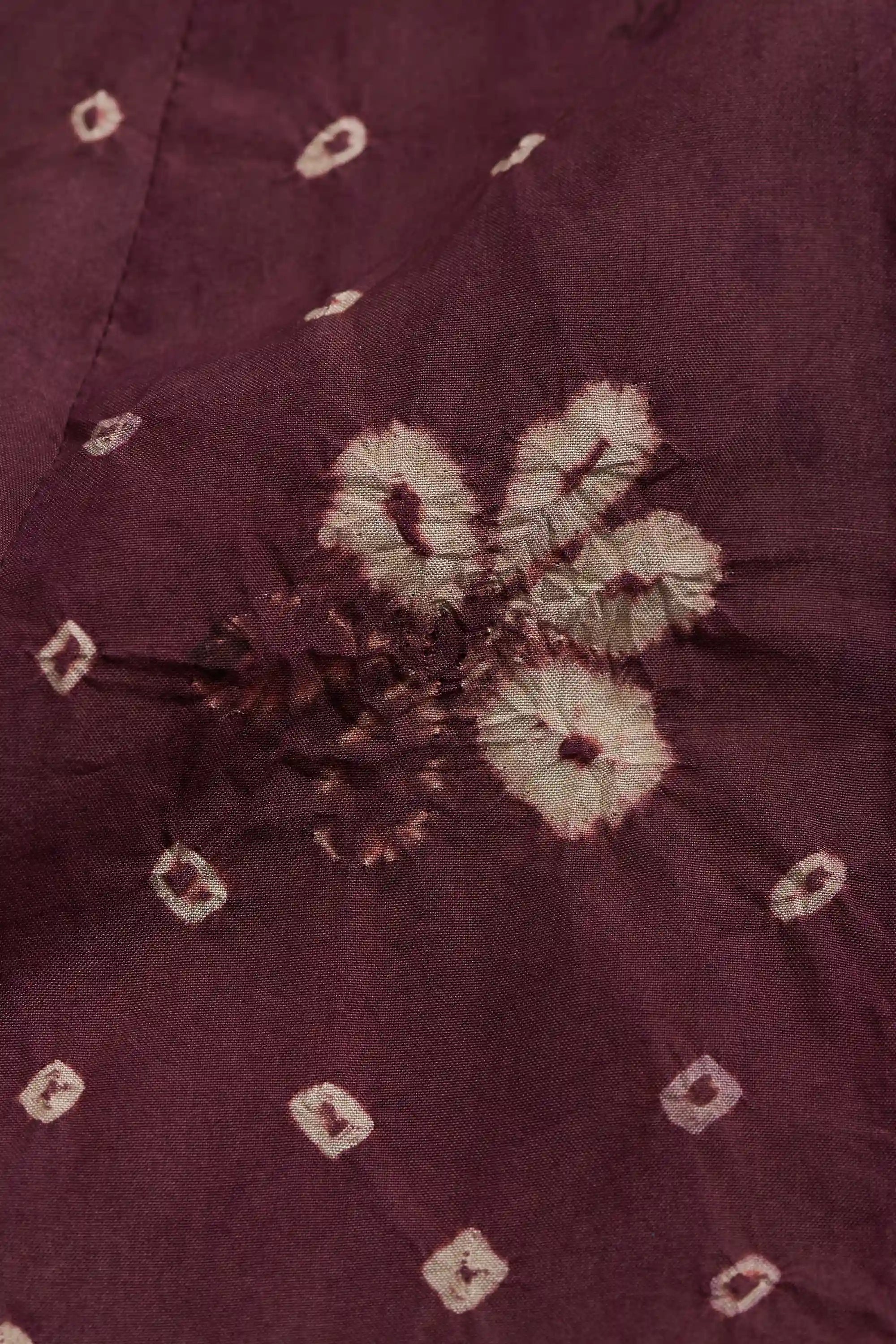 Hand Embroidered Silk Dress in Purple Red
