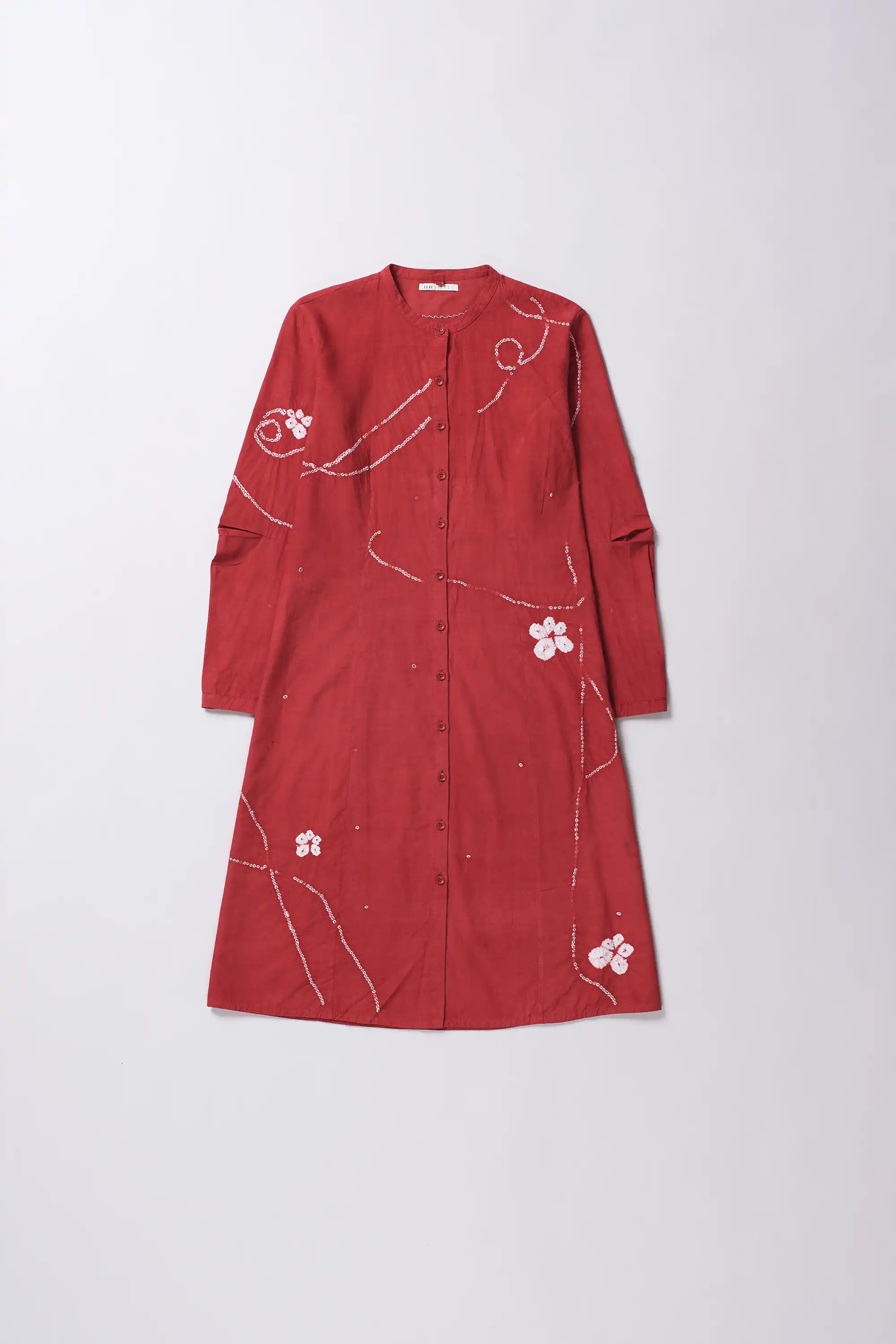 Bandhani Cotton Silk Blend Dress in Red