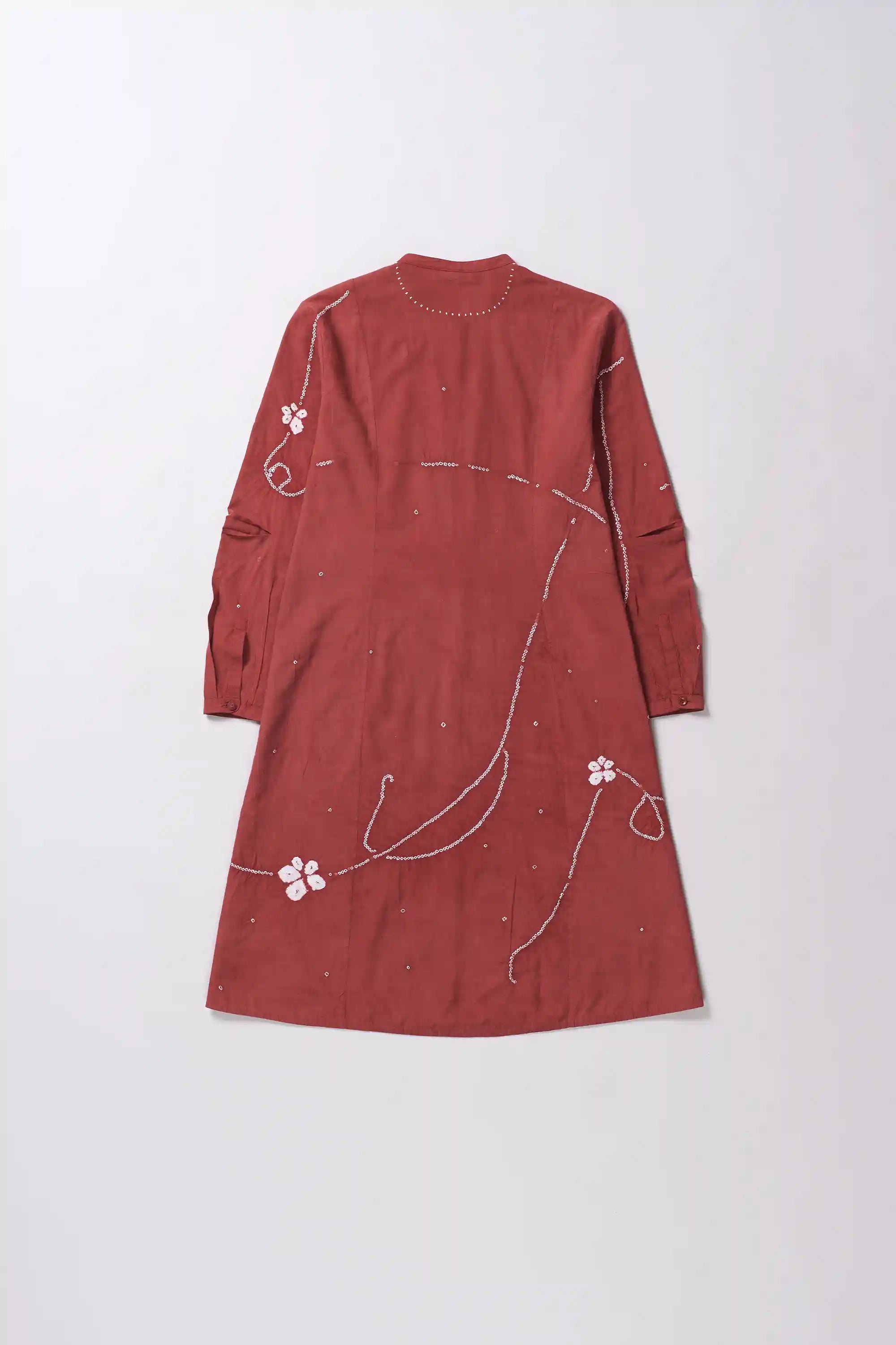 Bandhani Cotton Silk Blend Dress in Red