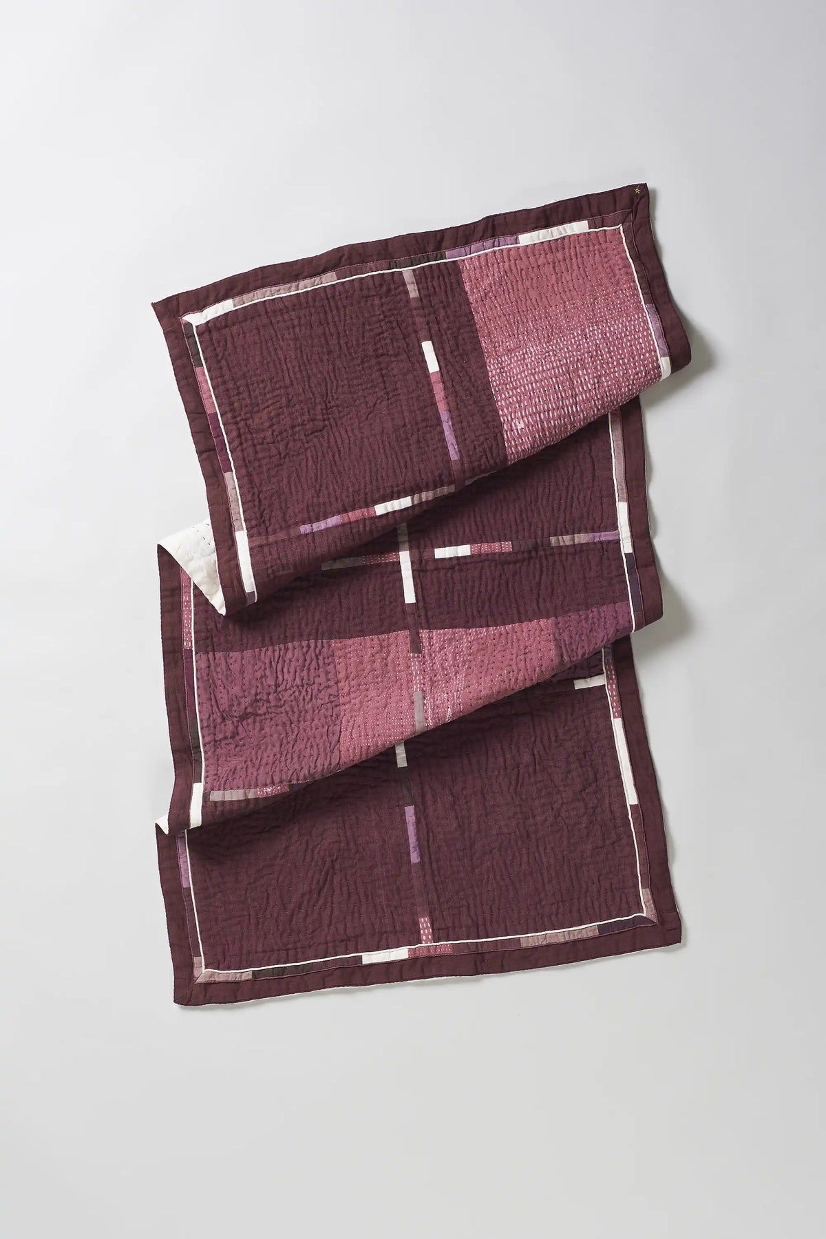 Hand Embroidered Patchwork Quilt in Shades Of Wine