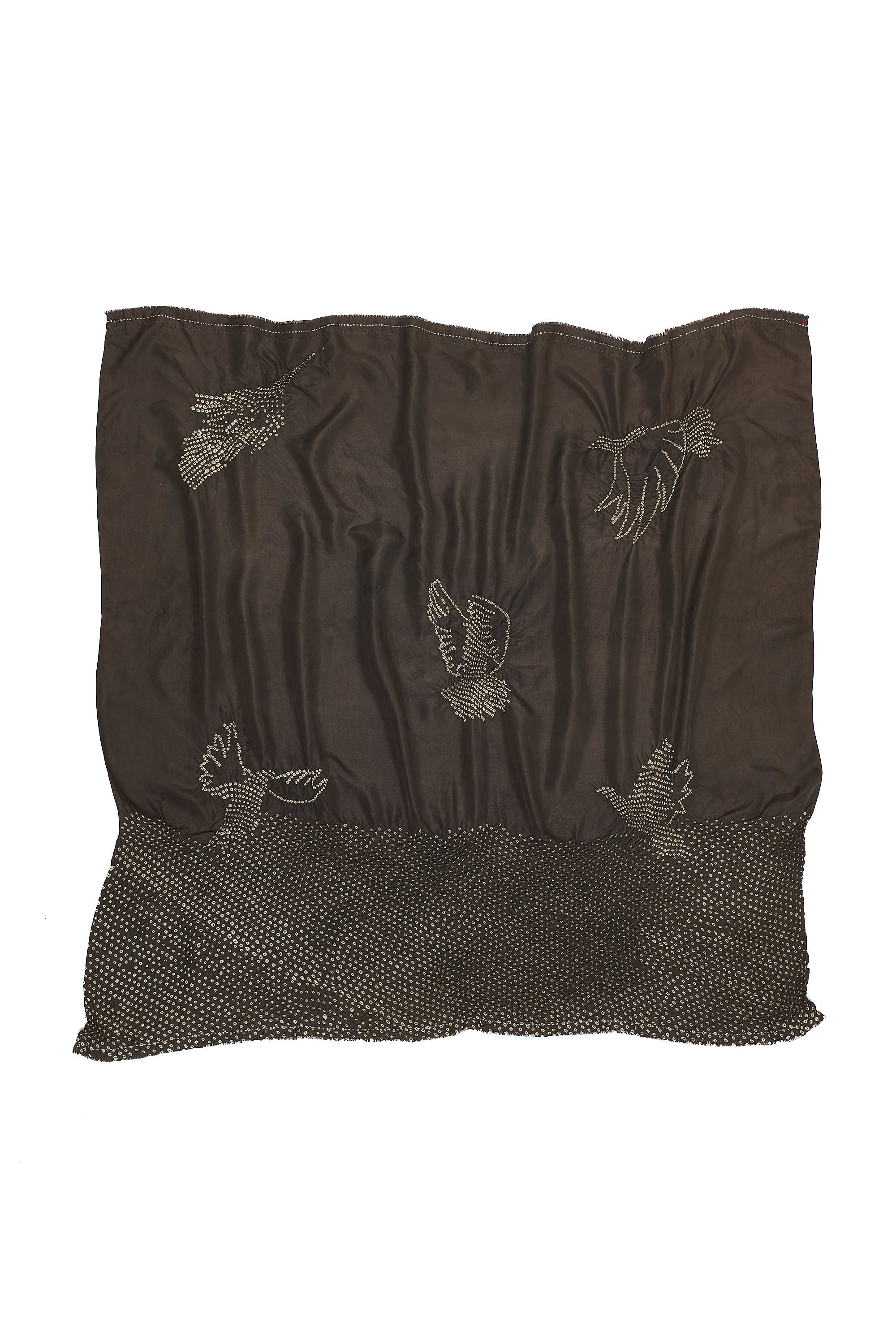 CHARCOAL SILK WITH BANDHANI SCARF