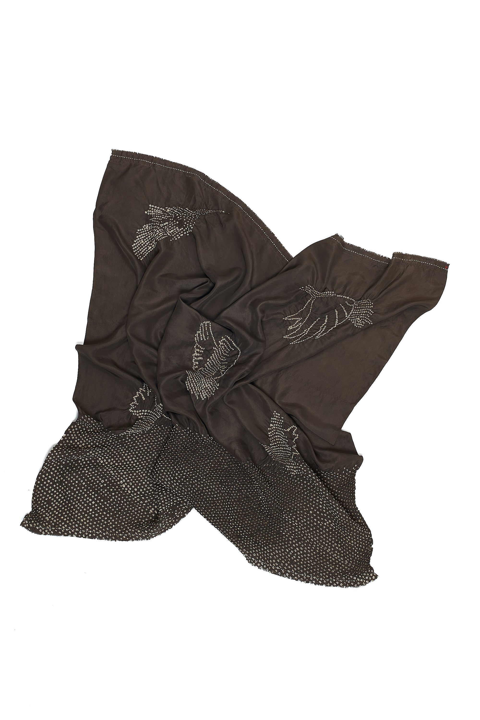 CHARCOAL SILK WITH BANDHANI SCARF