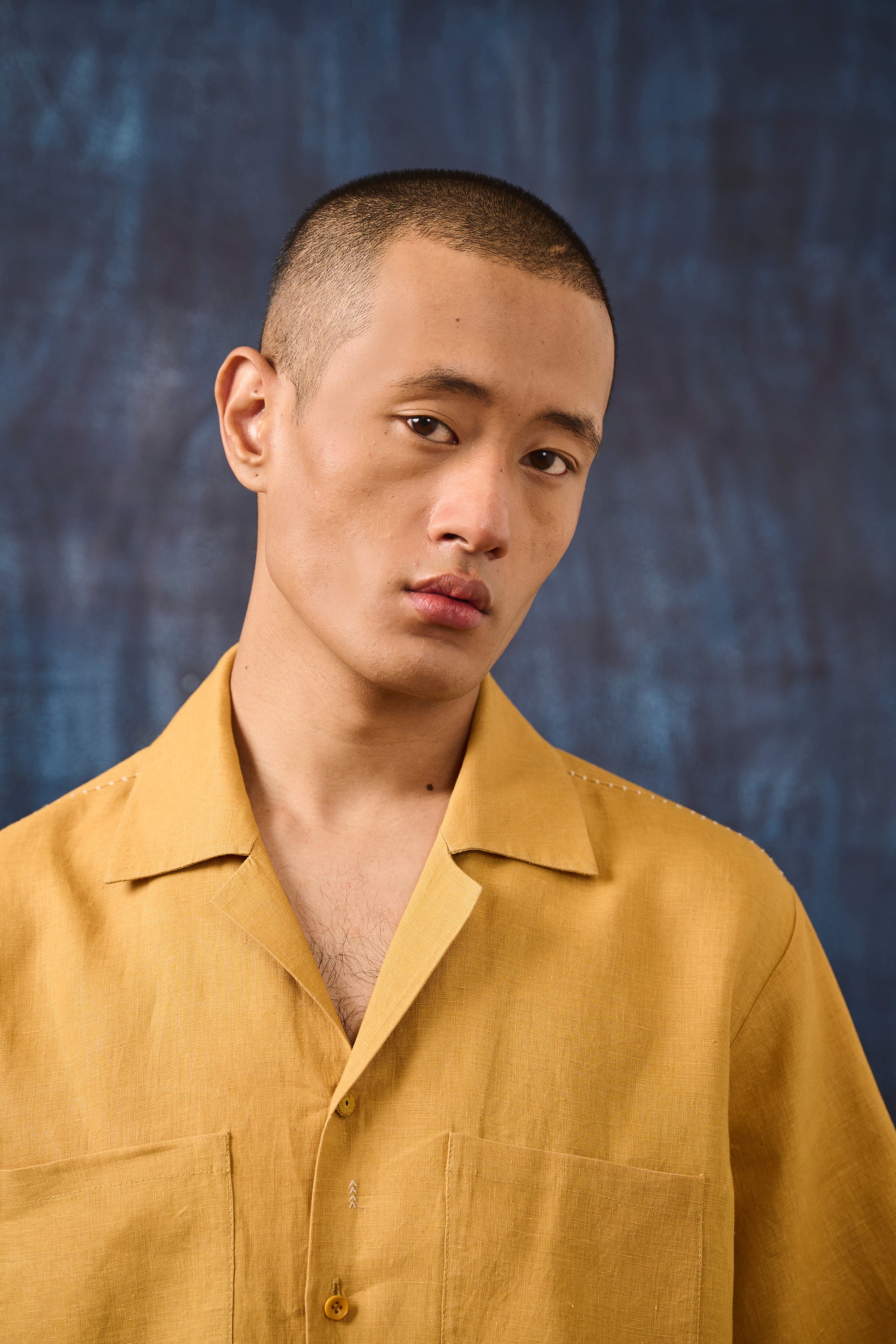 LINEN CAMP COLLAR SHIRT