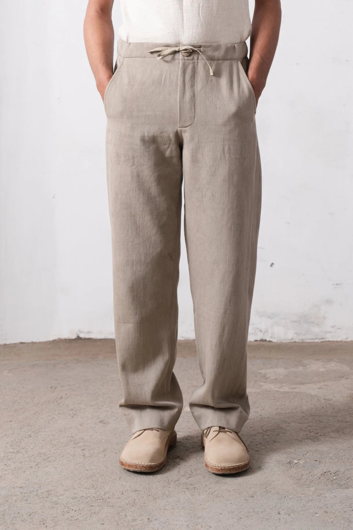 Ash Grey Relaxed Trousers with Drawstring
