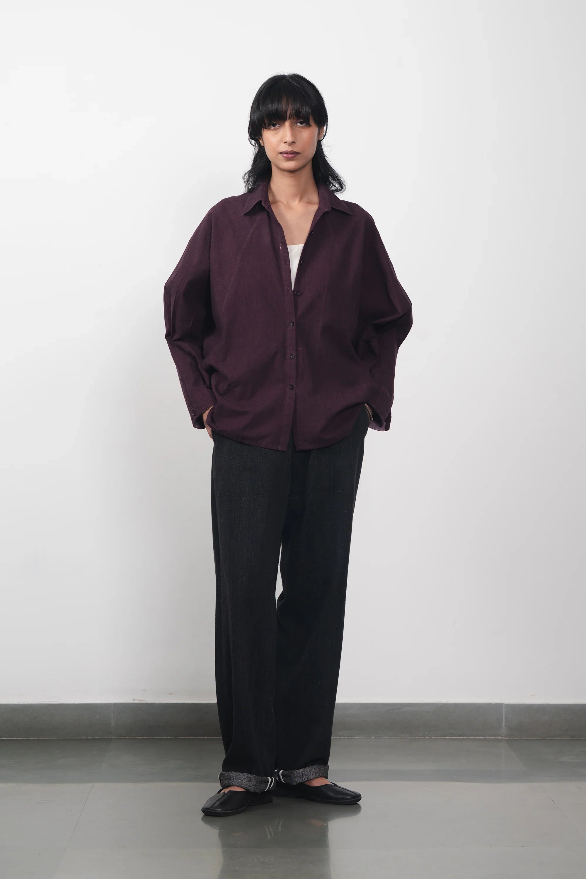 Purple Red Raglan Sleeve Shirt