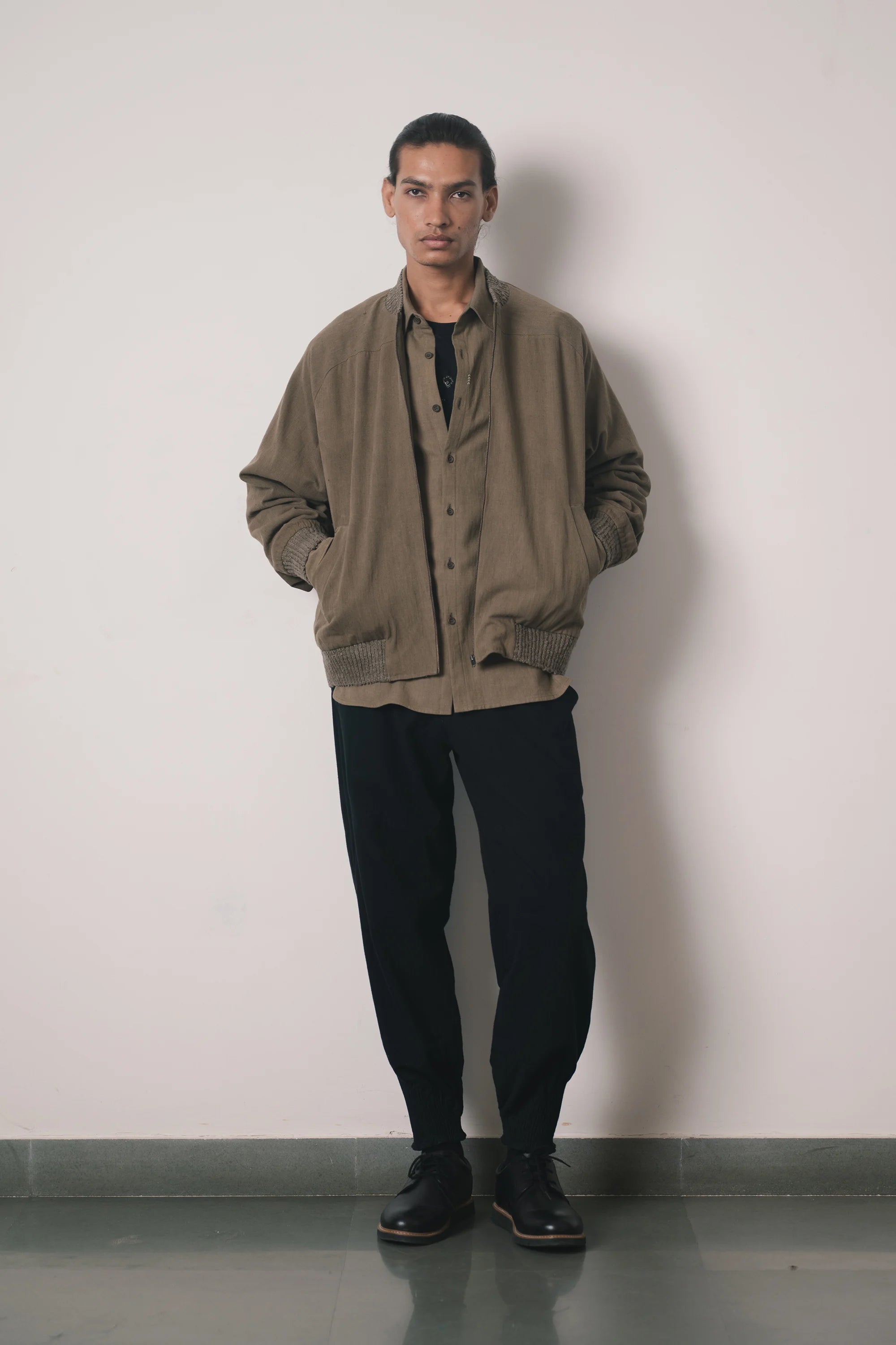 Cropped Khakhi Green Bomber Jacket