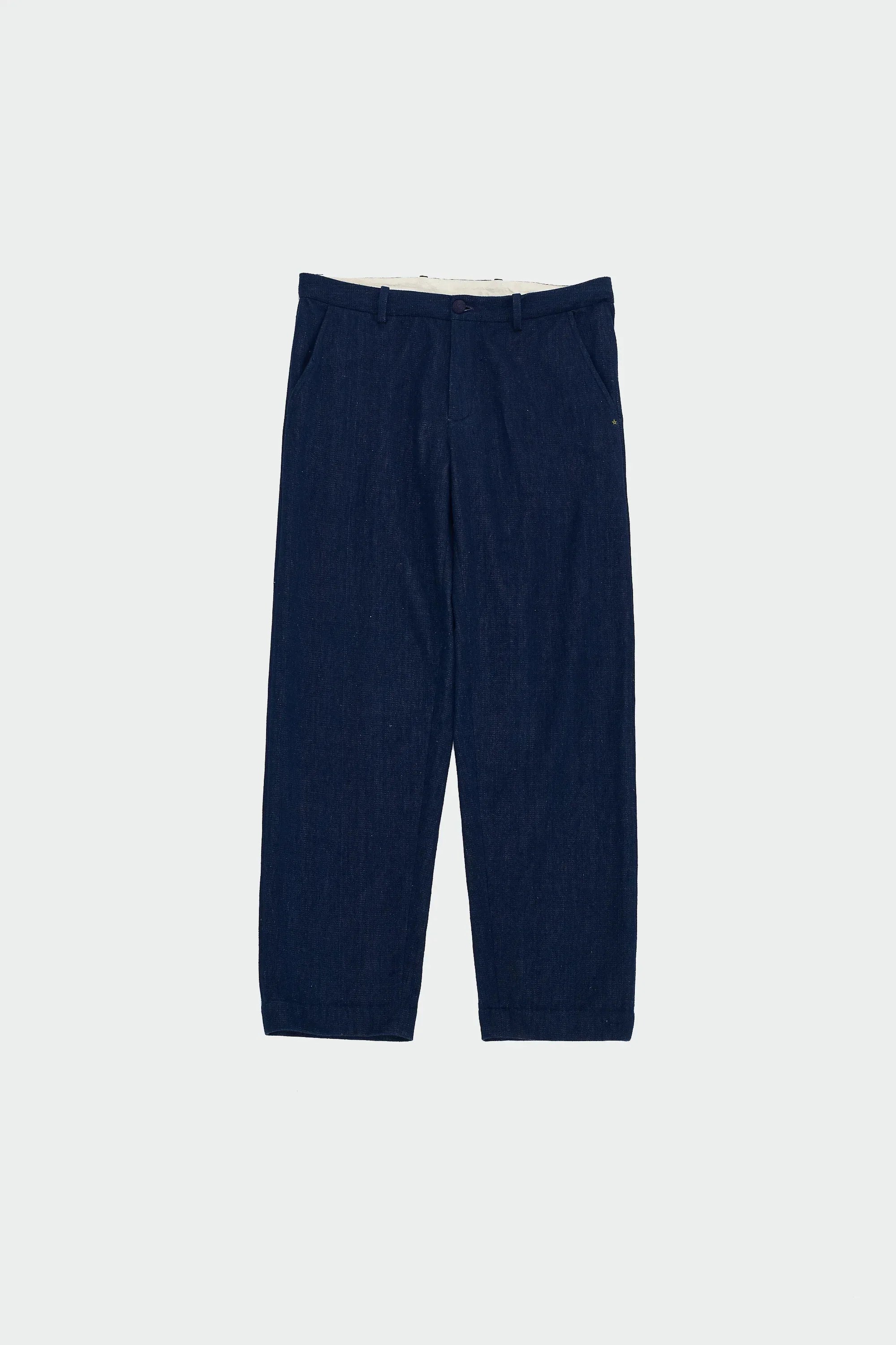 Front image of indigo cotton pant