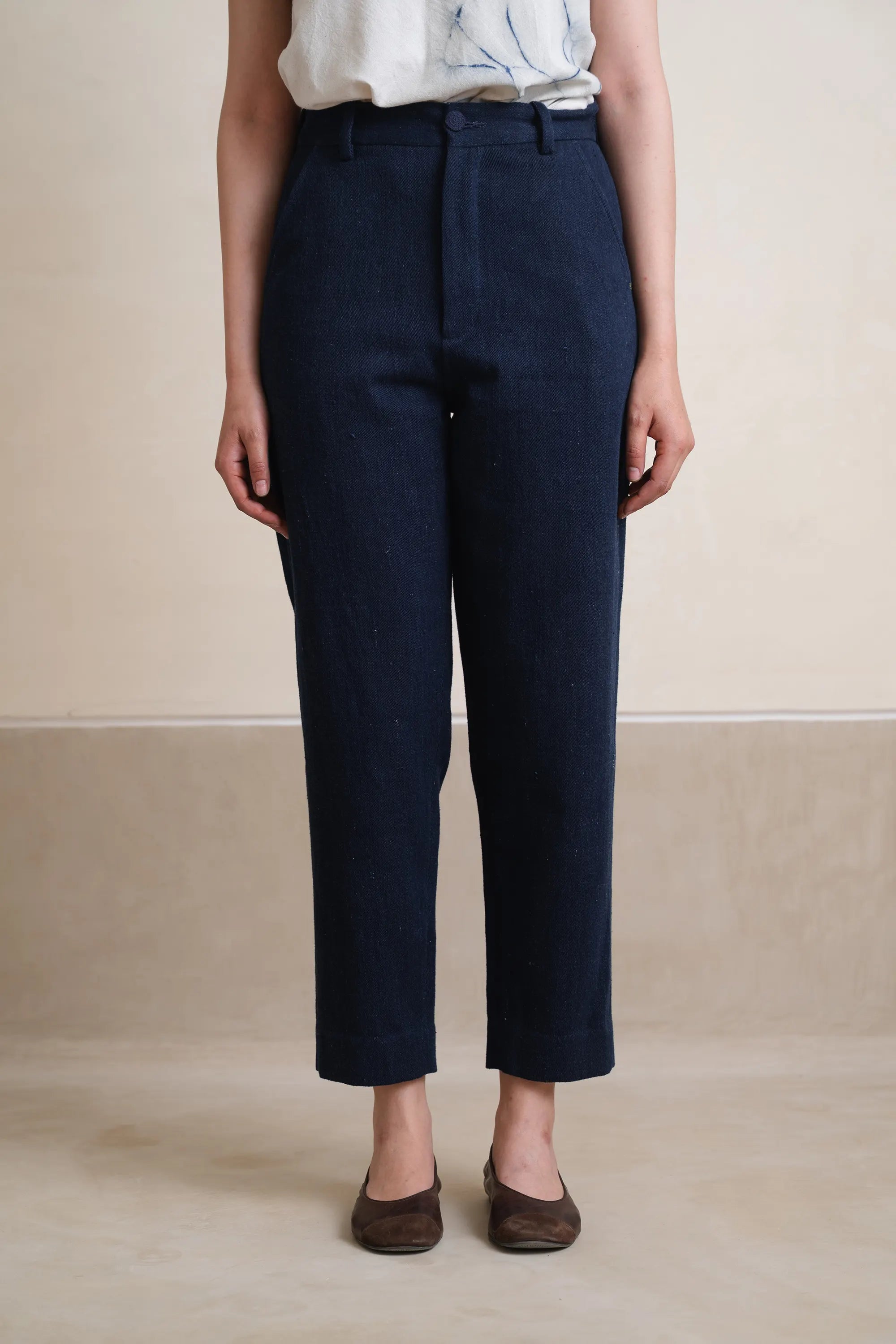 Tapered Trousers in Indigo Denim