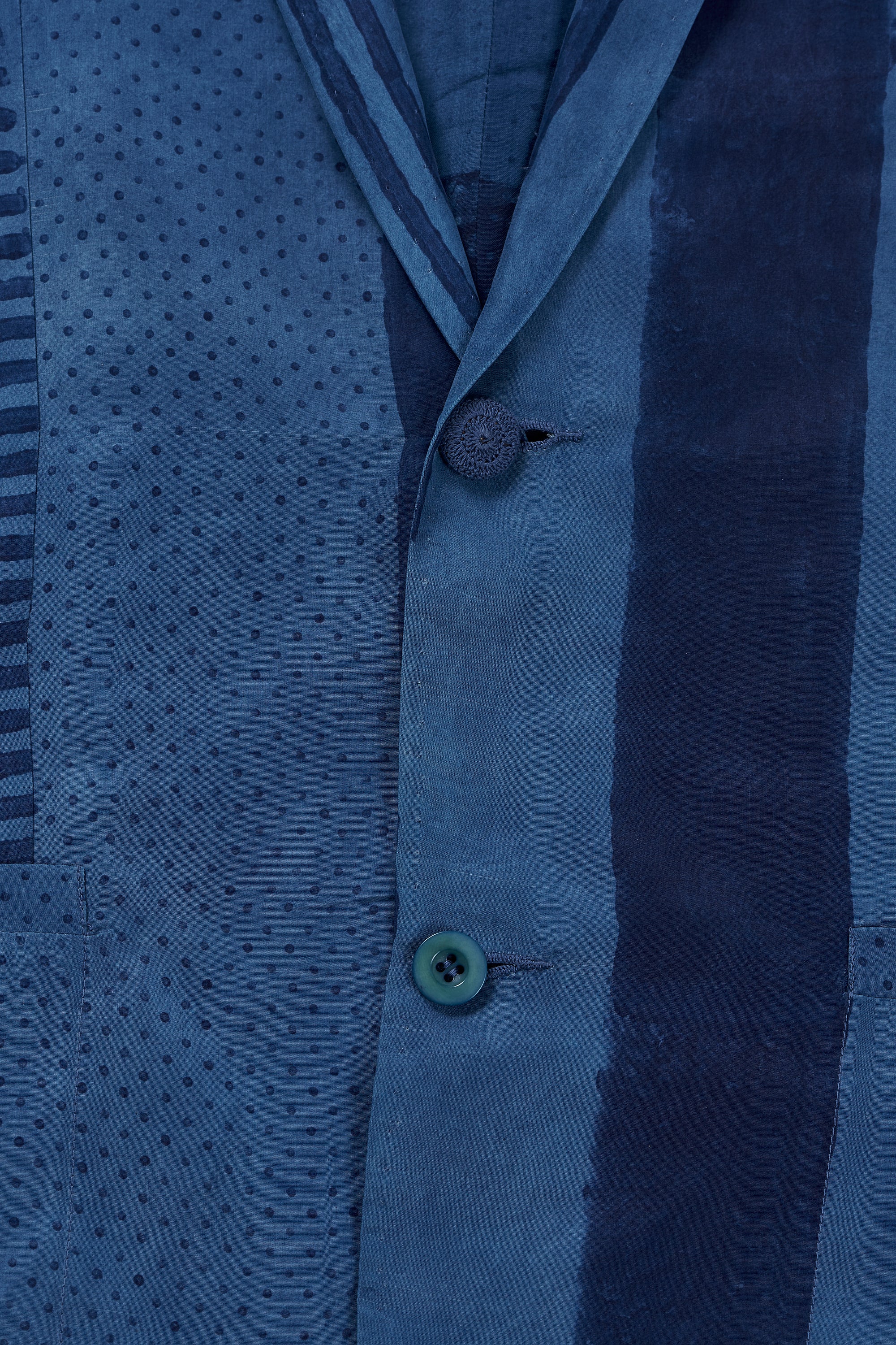 MEDIUM INDIGO BLOCK PRINTED SILK OVERSIZED JACKET