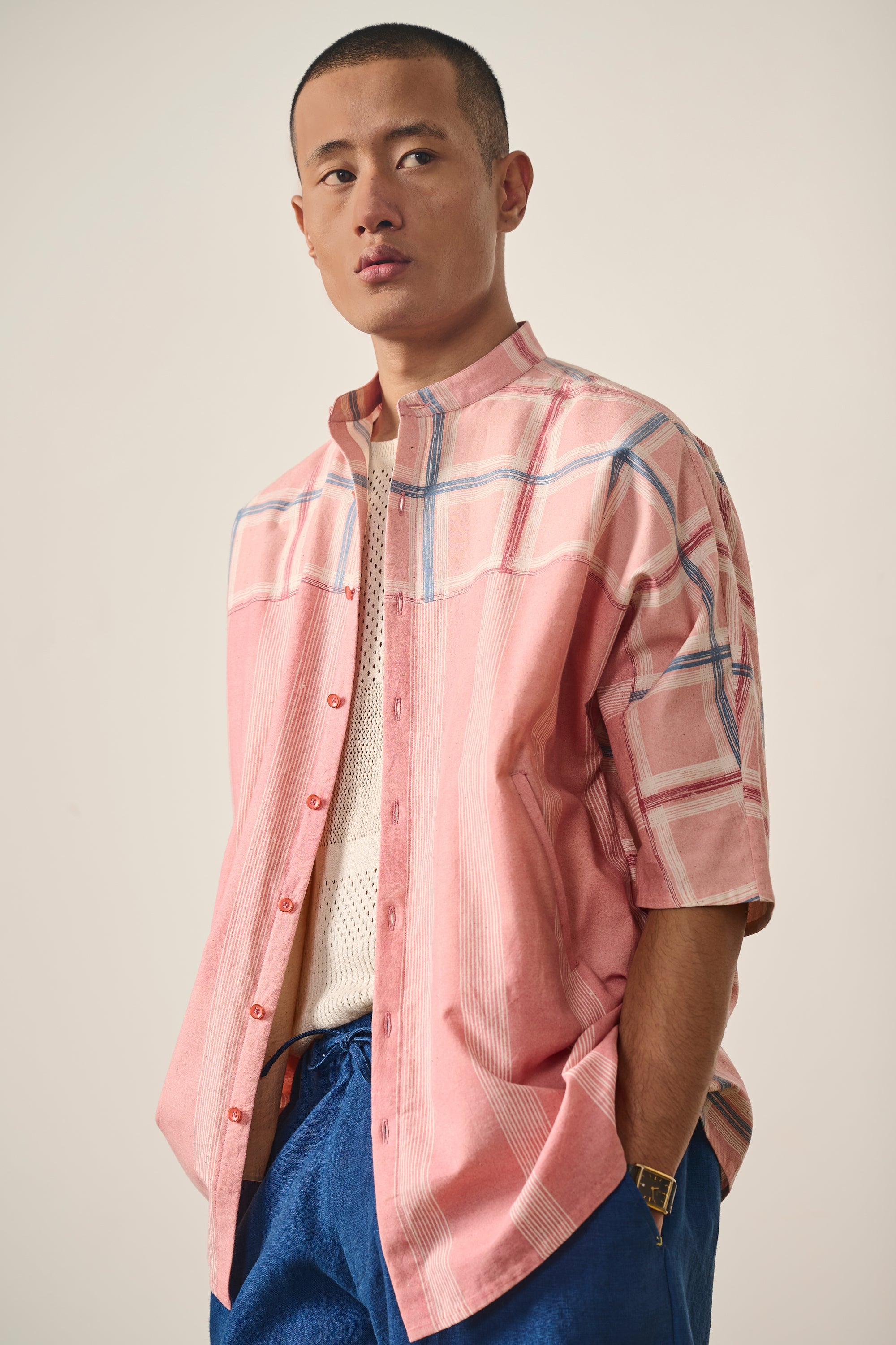 MULTI COLOURED STRIPED KIMONO HALF SLEEVE SHIRT