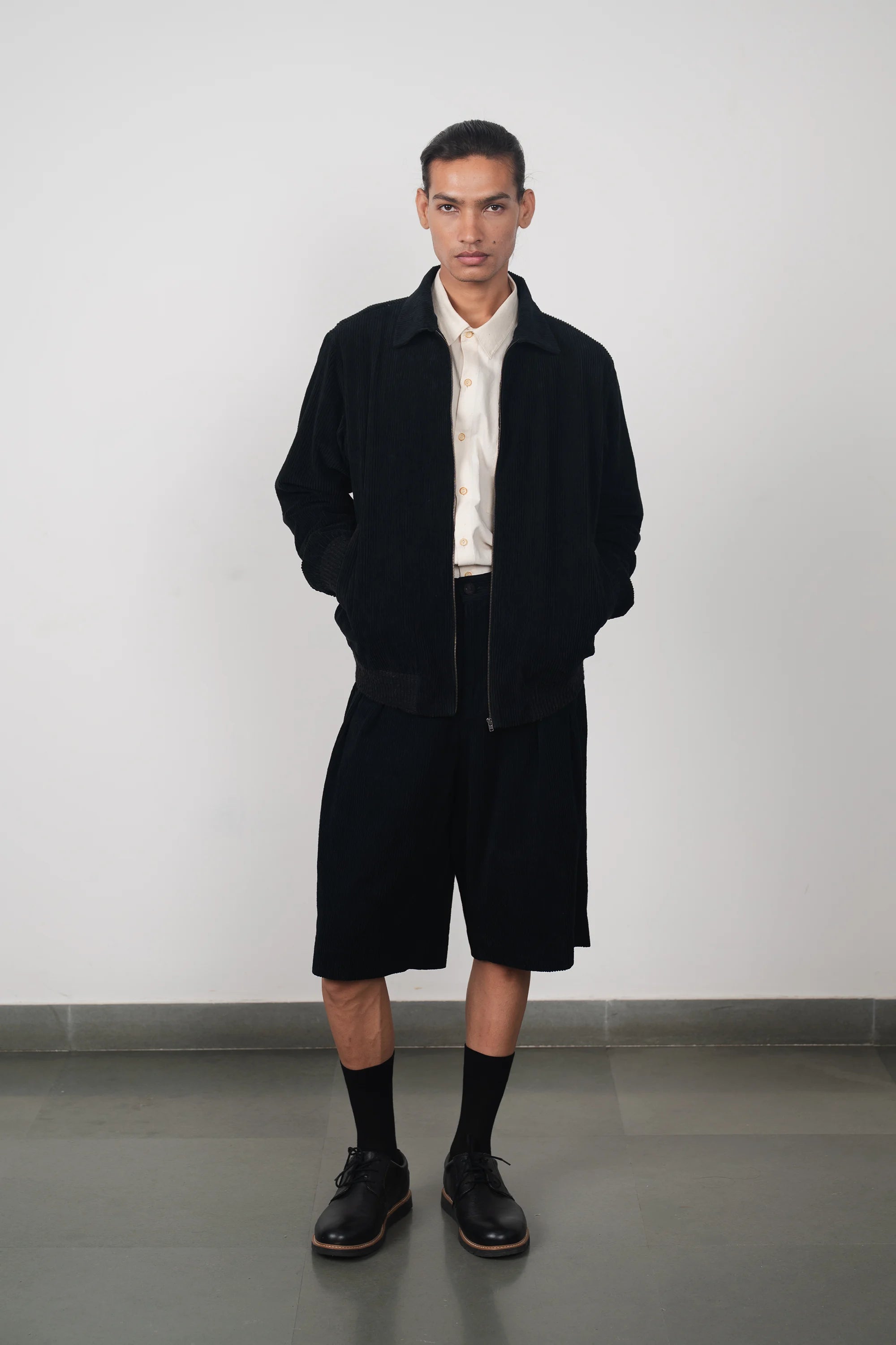 Black Corduroy Bomber Jacket