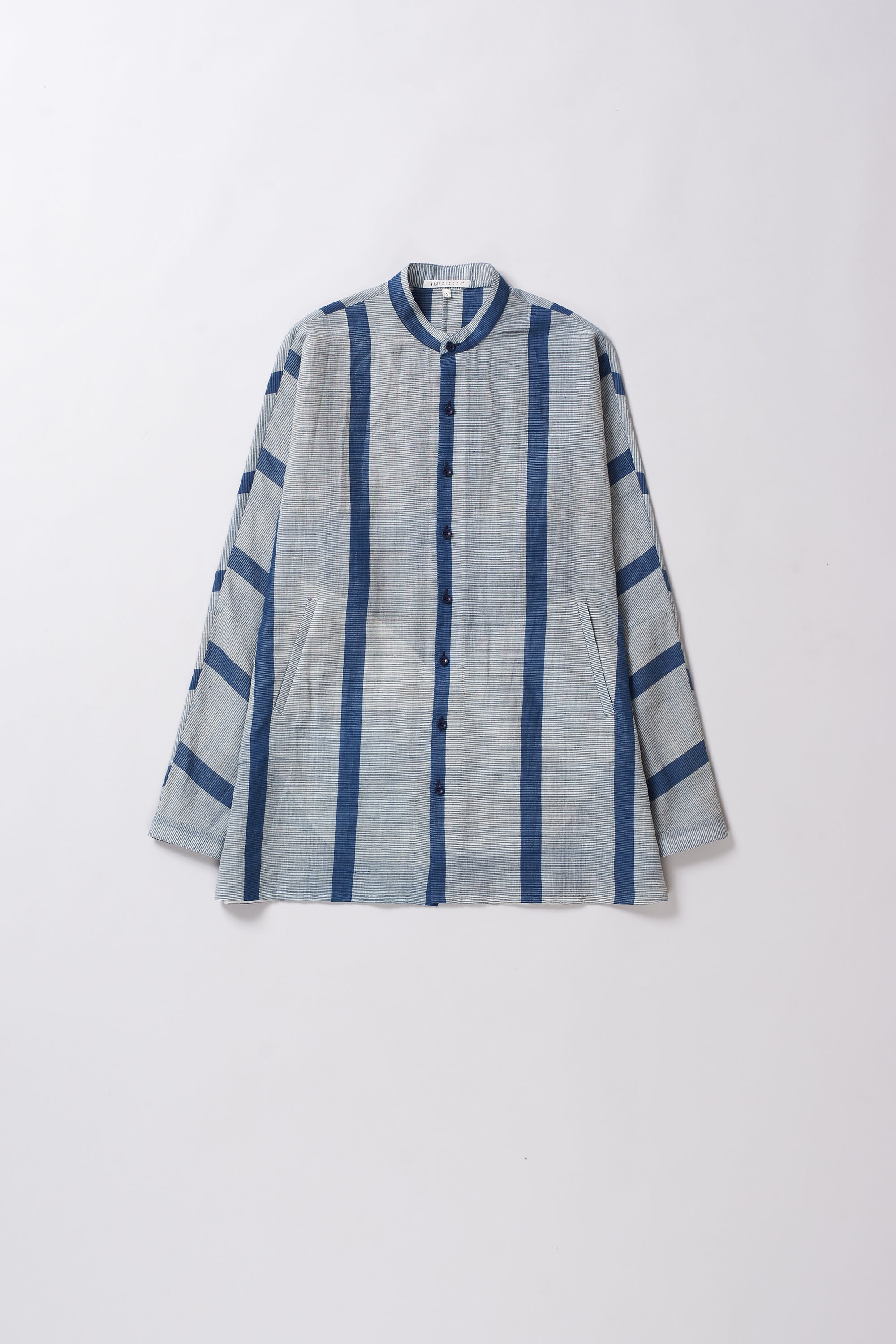 Striped shirt with blue and white pattern