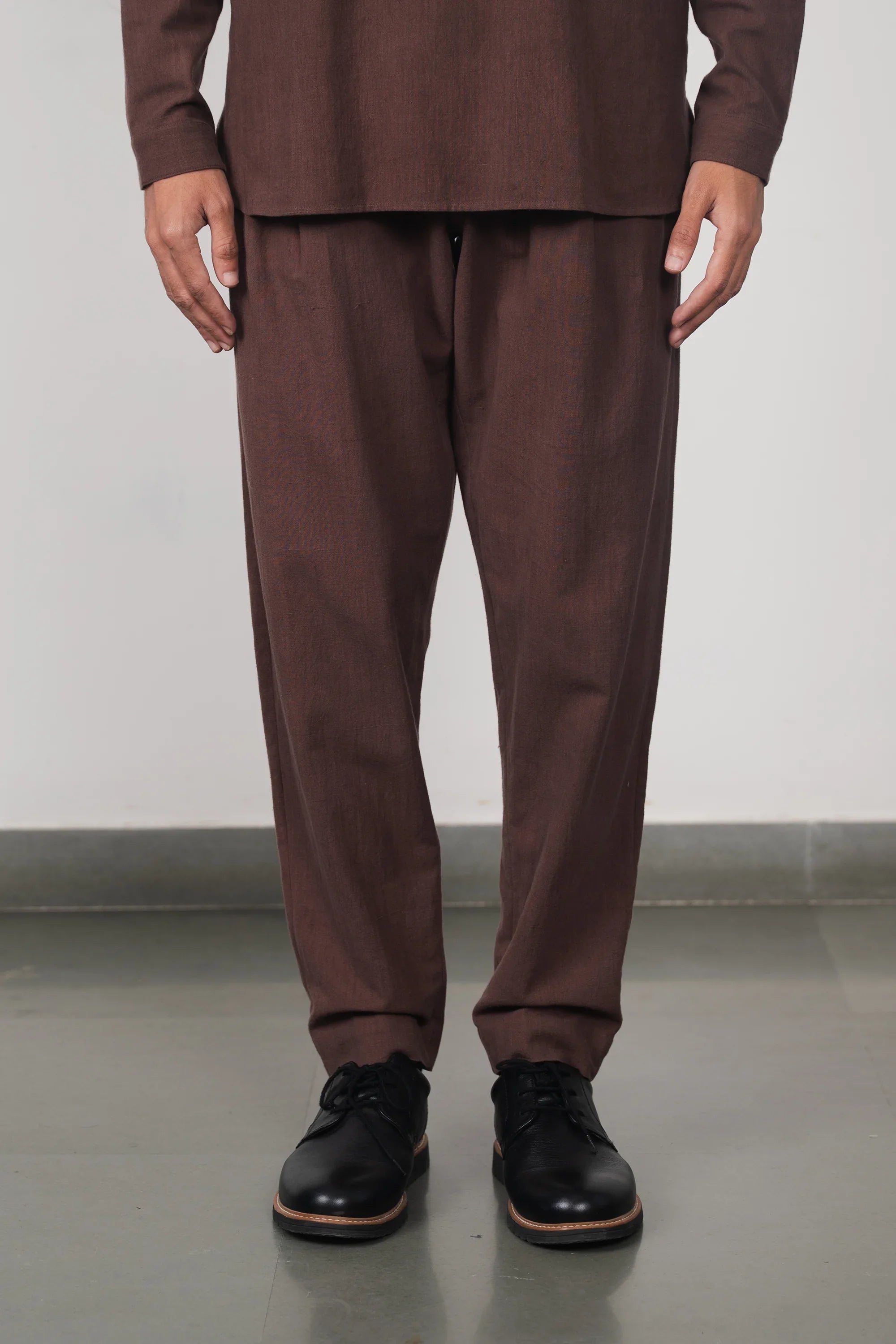 BURNT UMBER COTTON TROUSERS