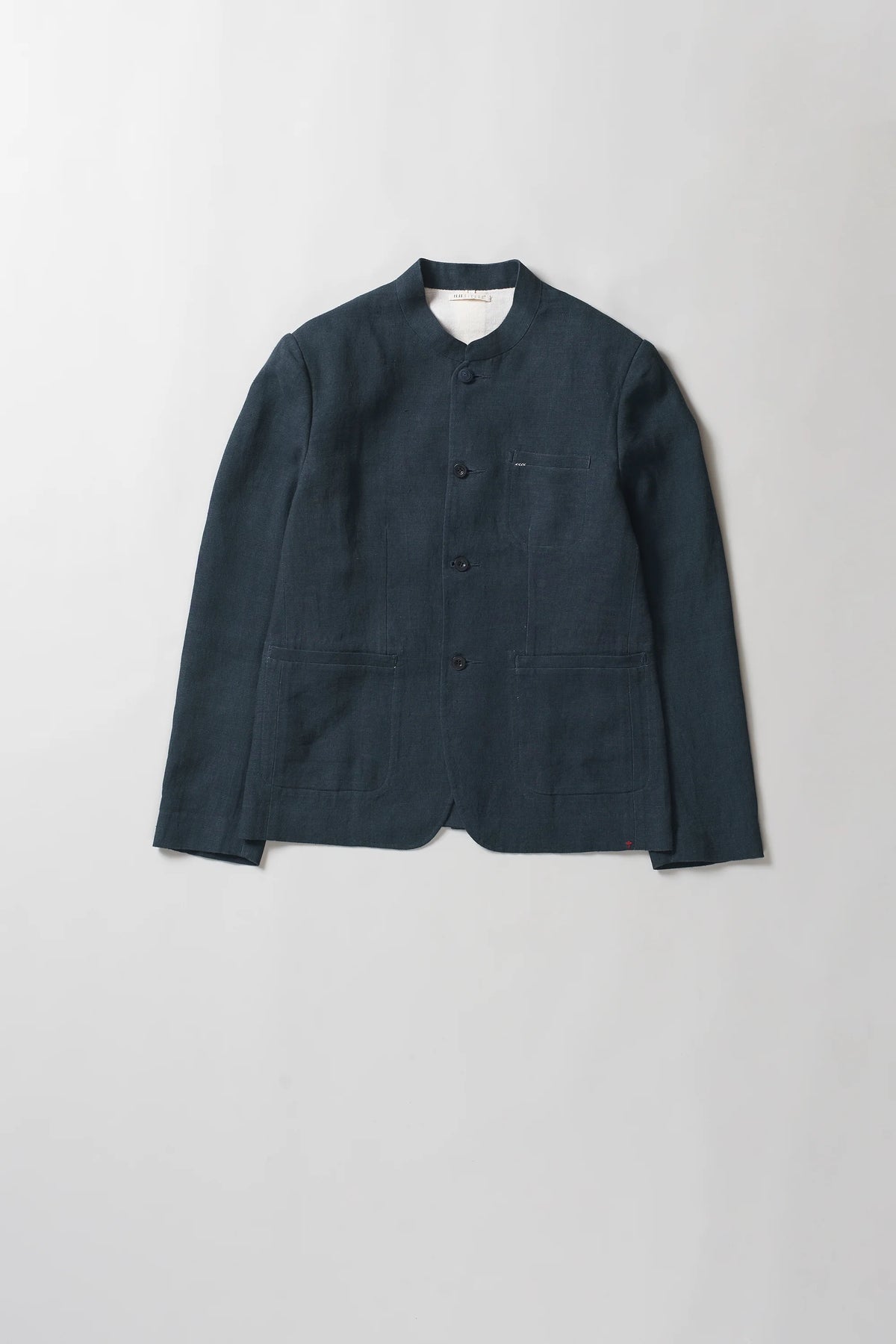 Slim Fit Linen Jacket in Black Indigo