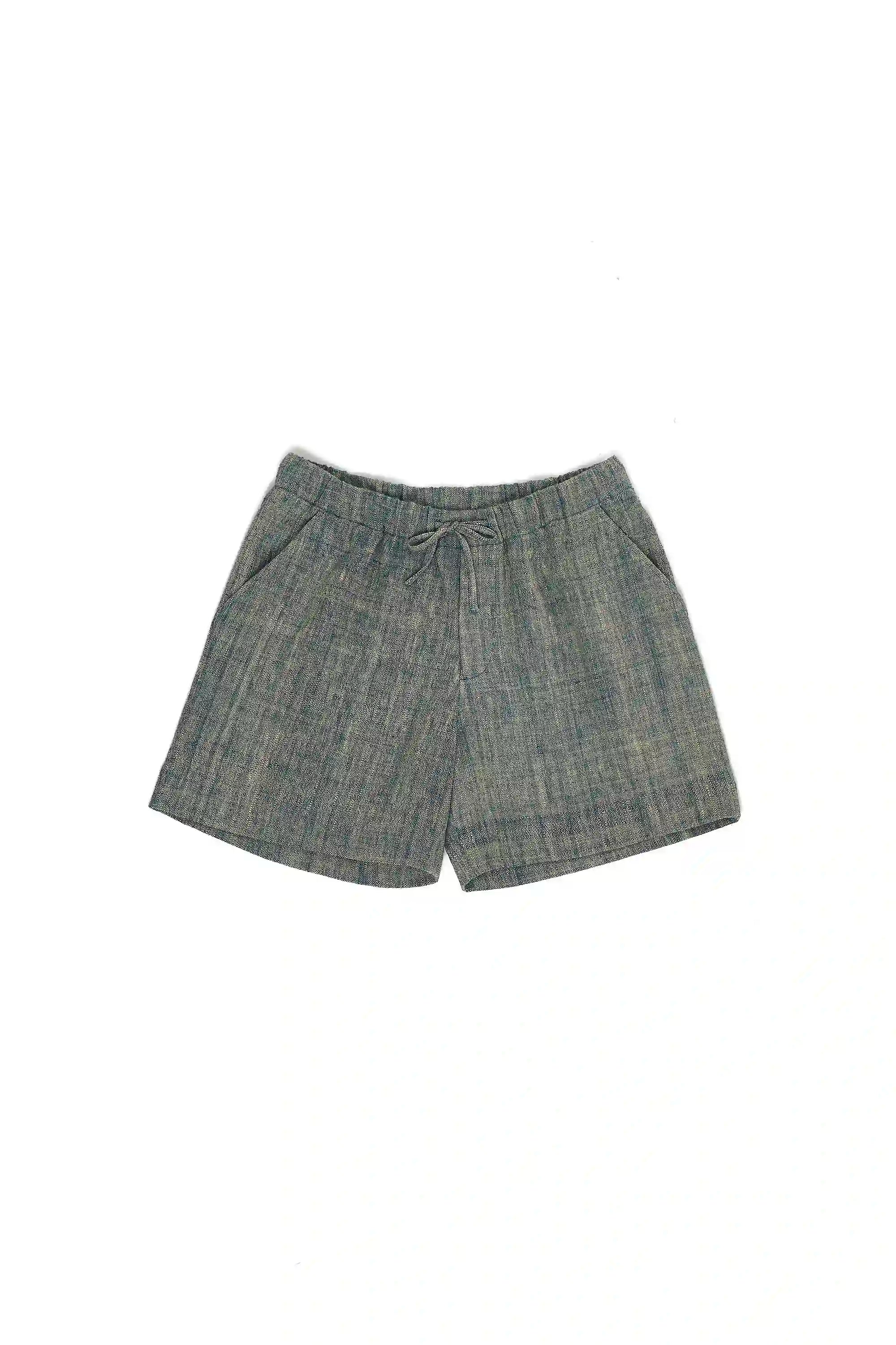 Turquoise Color Hand Woven Shorts