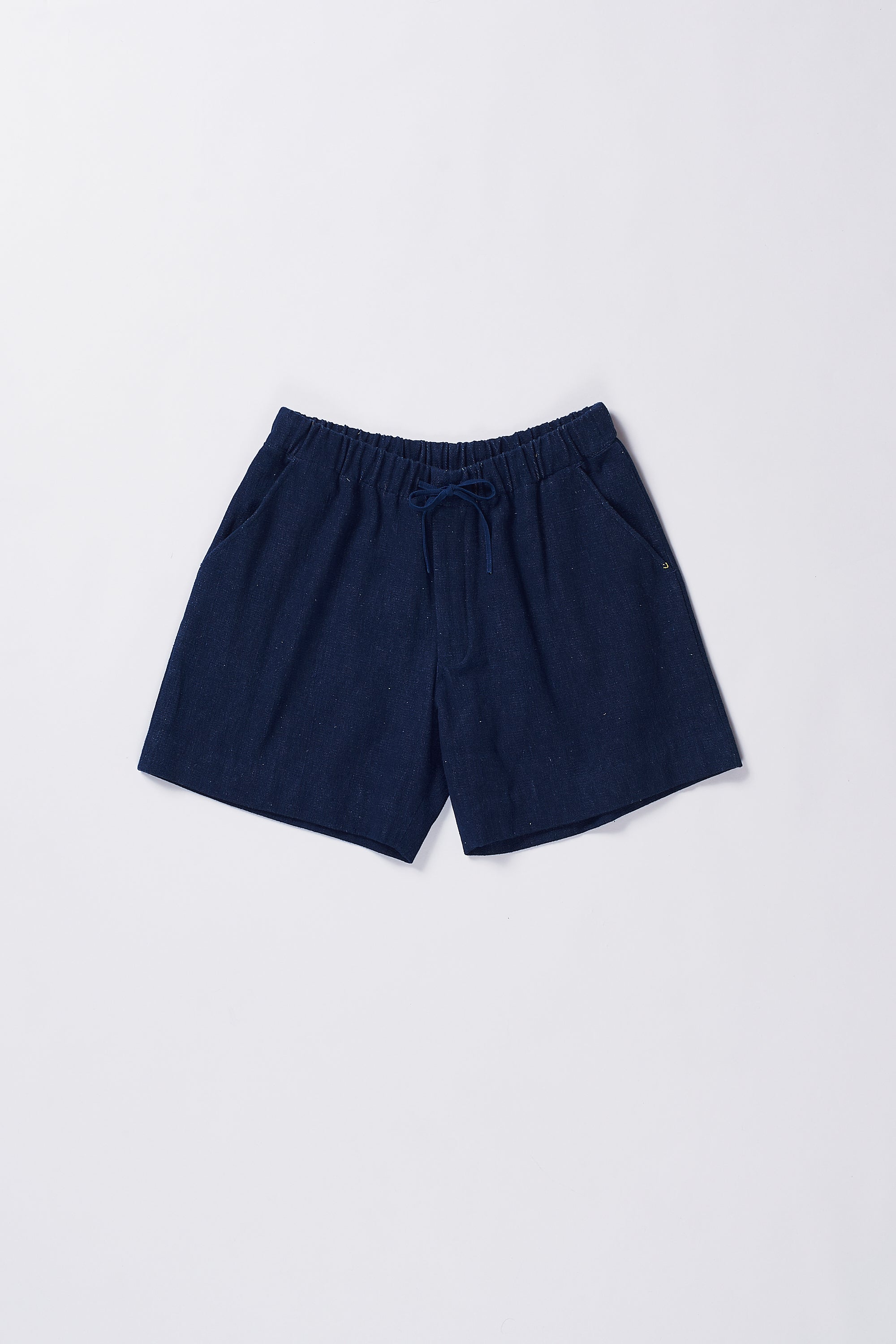 NATURAL INDIGO COTTON DRAWSTRING UNISEX SHORTS