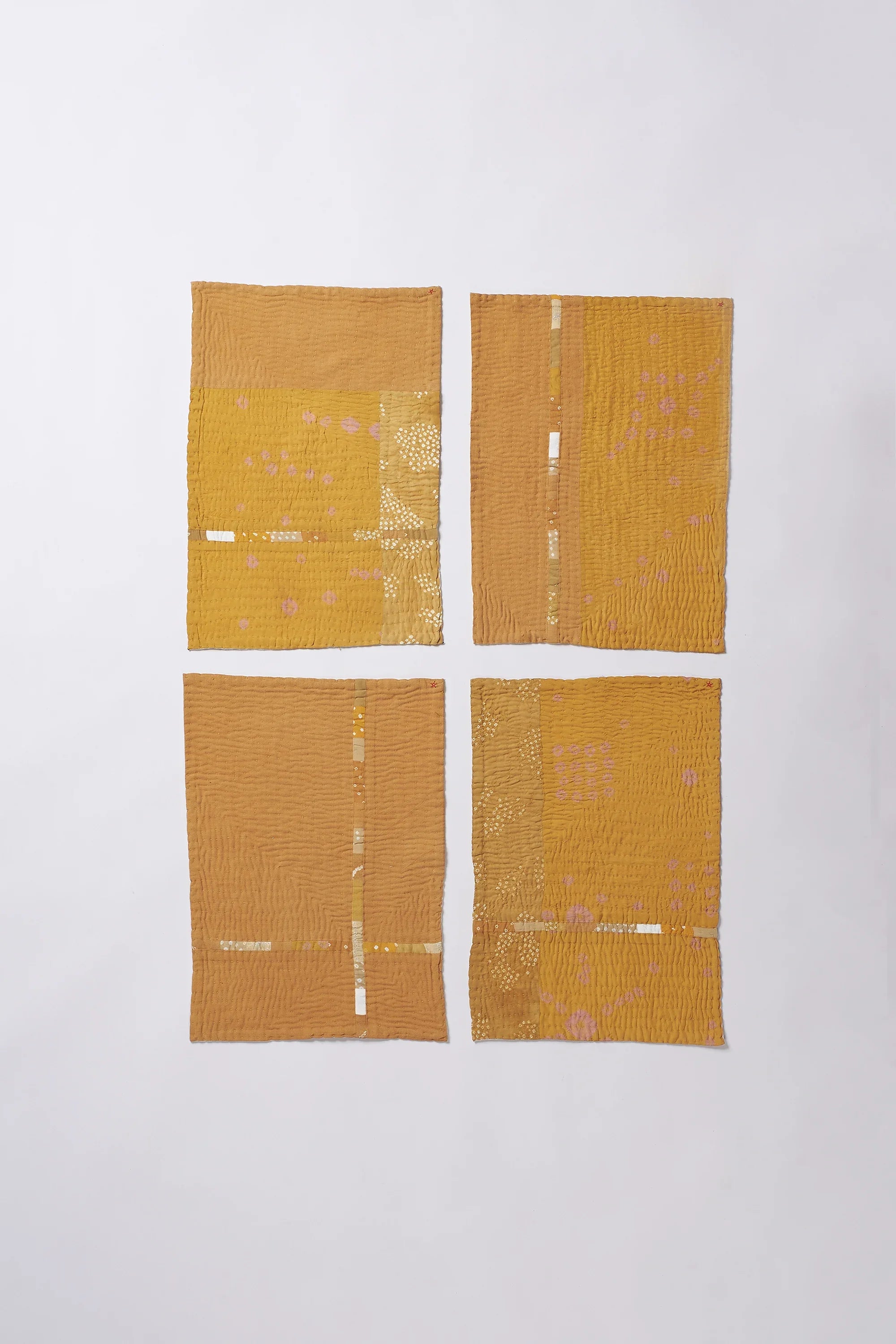 Yellow Patchwork Placemat with Kantha