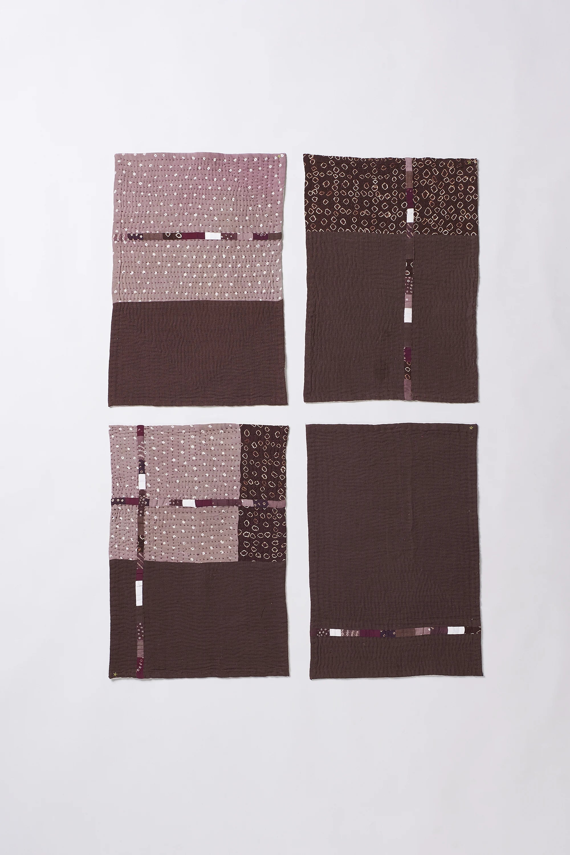 Burnt Umber Patchwork Placemat with Kantha
