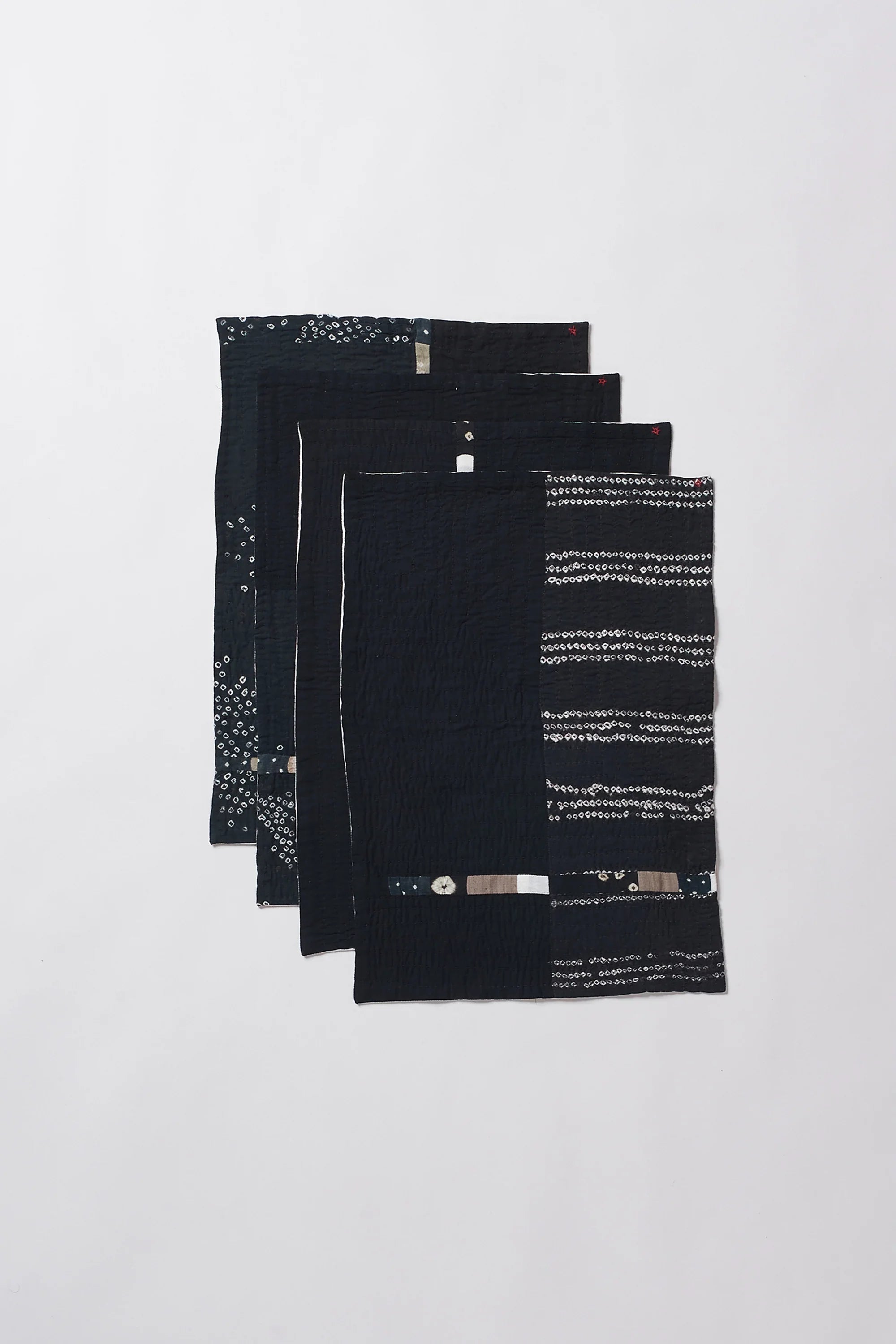 Black Patchwork Placemat with Kantha