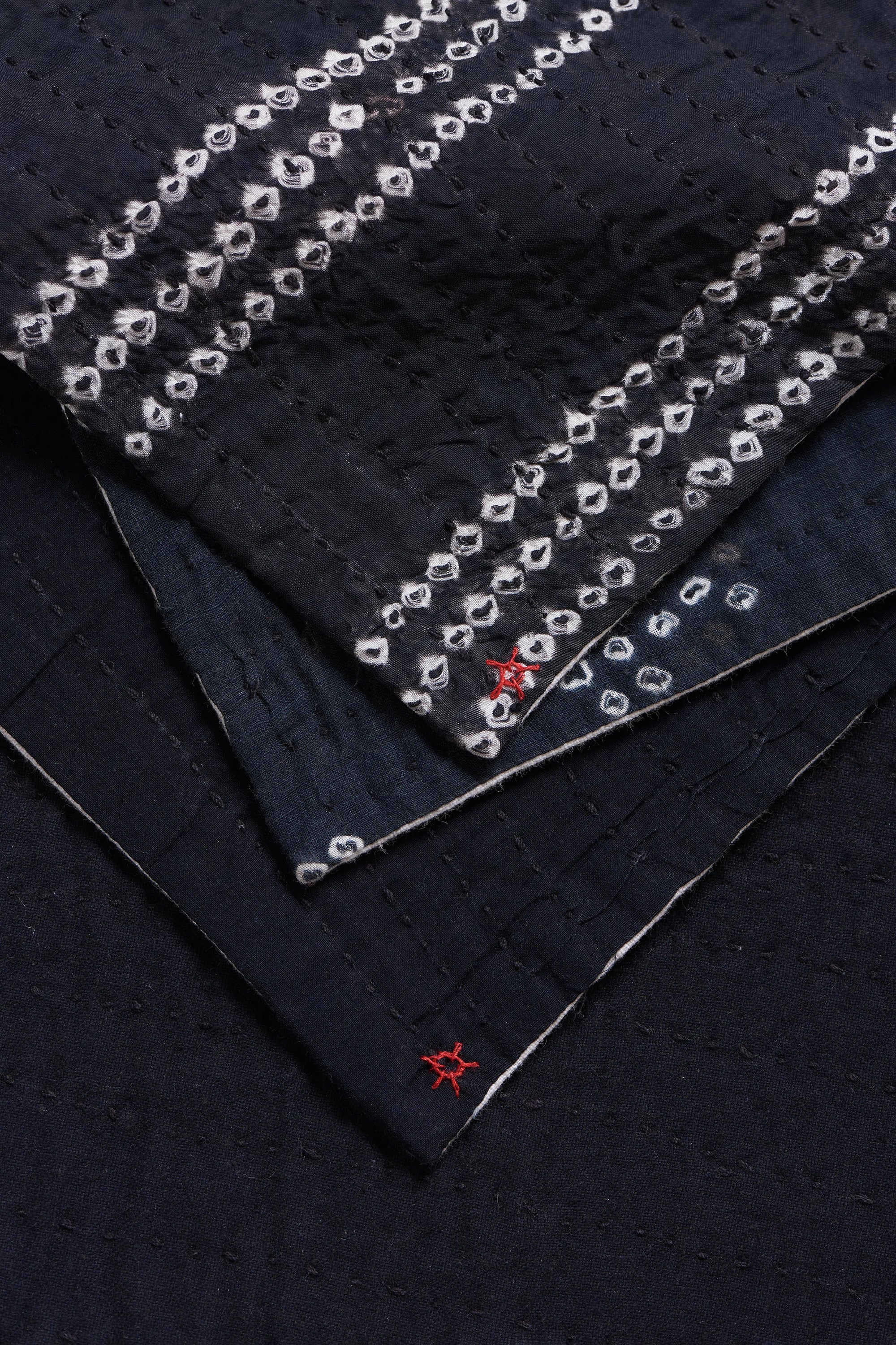 Black Patchwork Placemat with Kantha