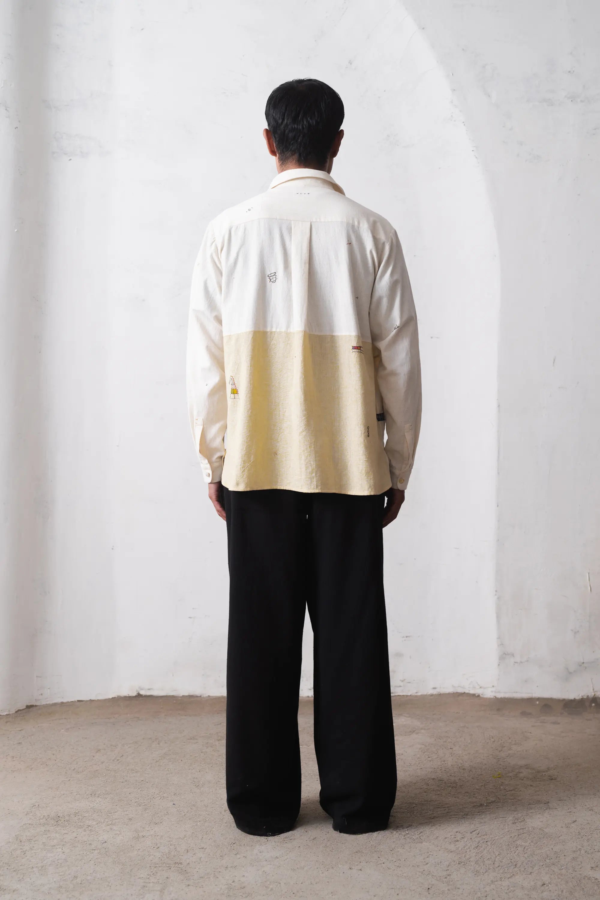 Ecru Embroidered Relaxed Shirt
