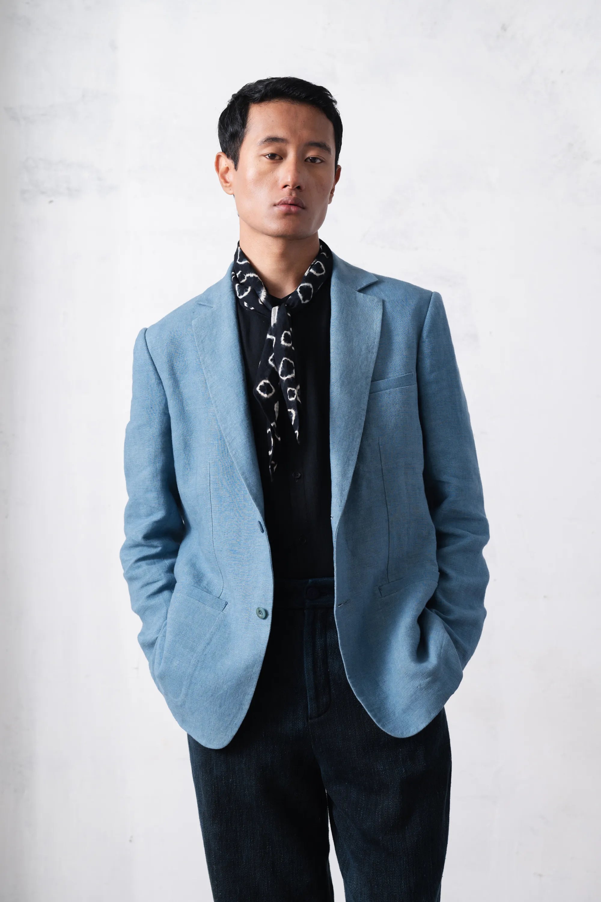 Powder Blue Classic Detailed Jacket