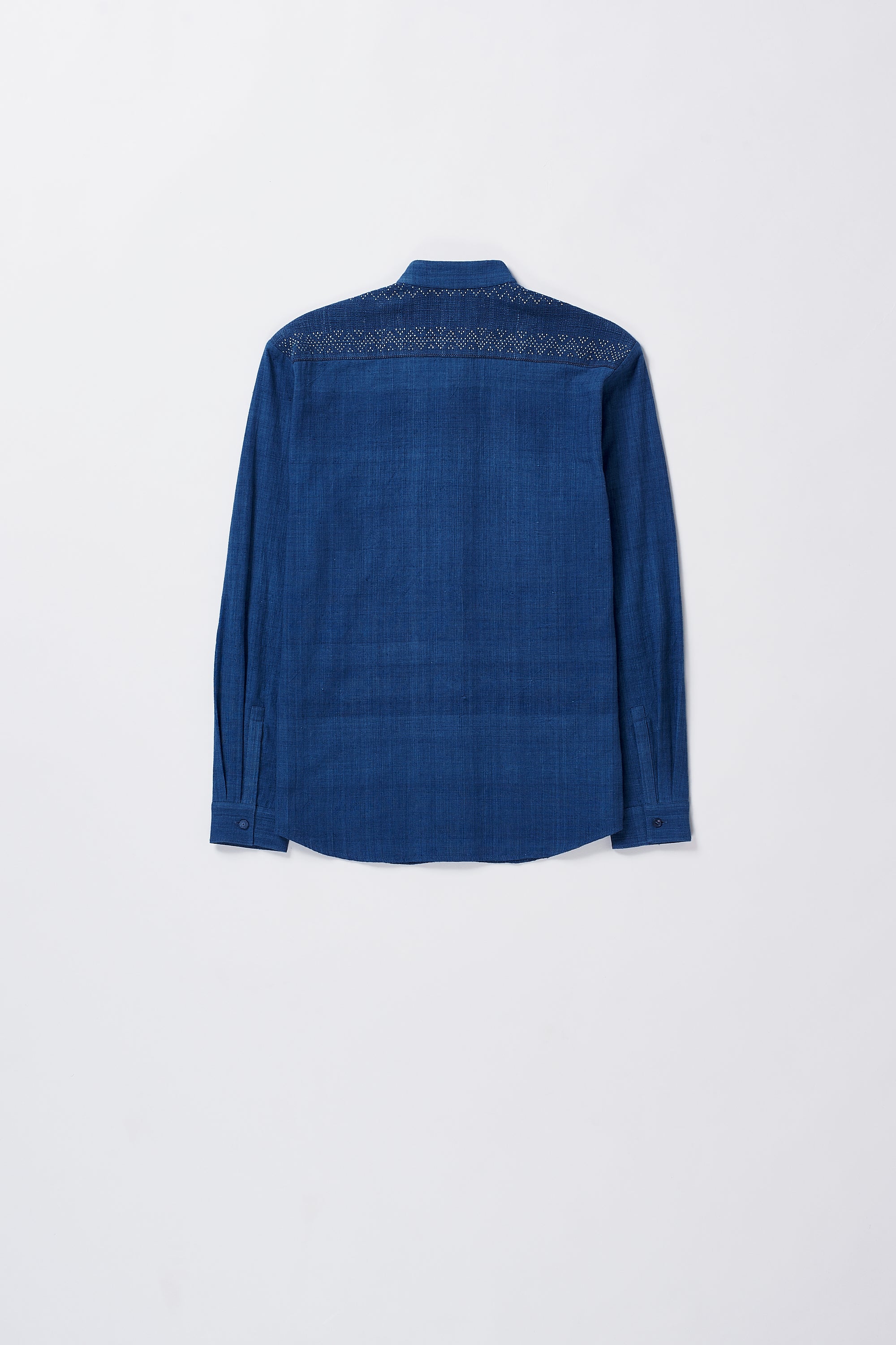 TANGALIYA CONCEALED PLACKET SHIRT IN MEDIUM INDIGO