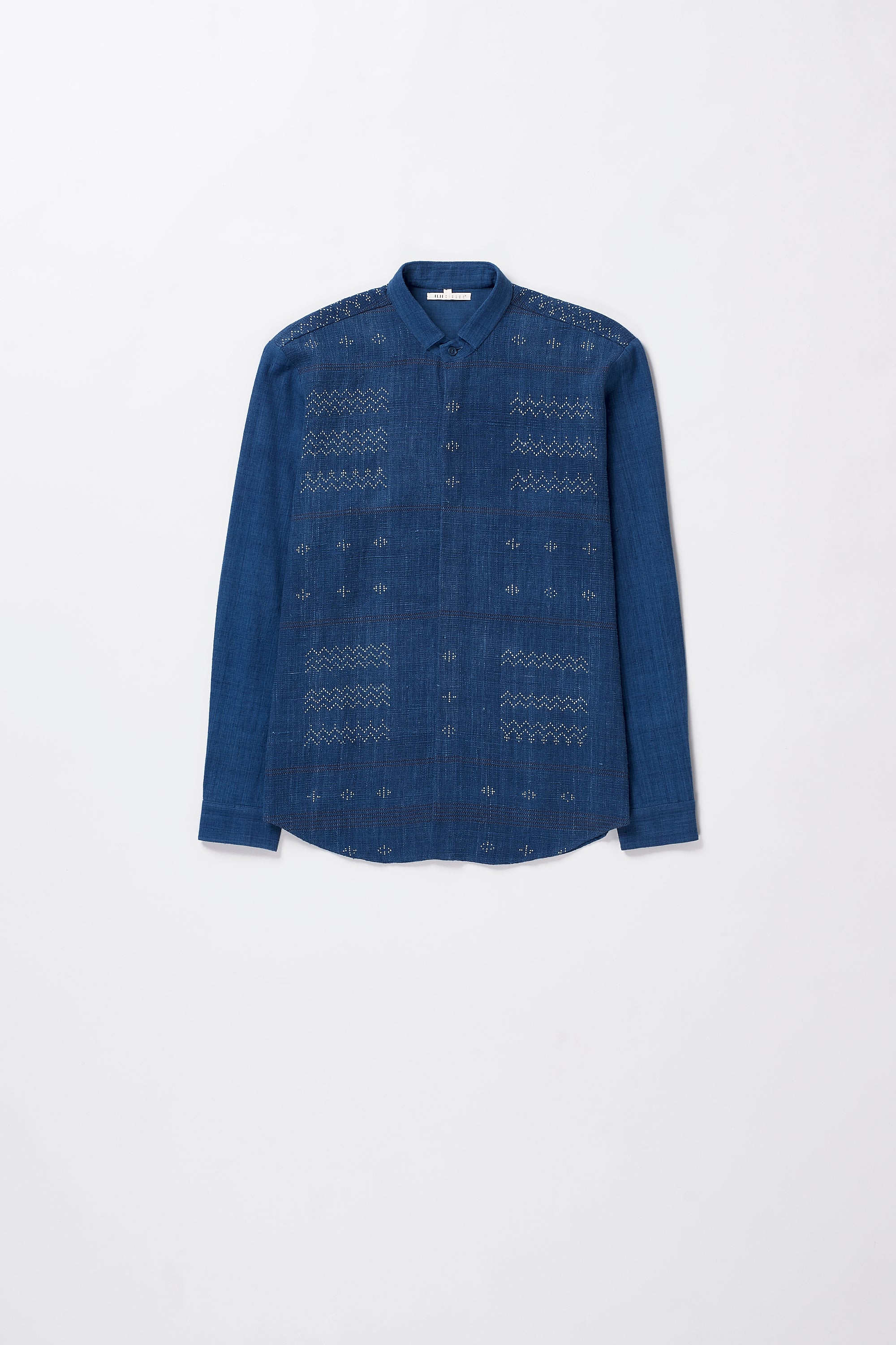 TANGALIYA CONCEALED PLACKET SHIRT IN MEDIUM INDIGO