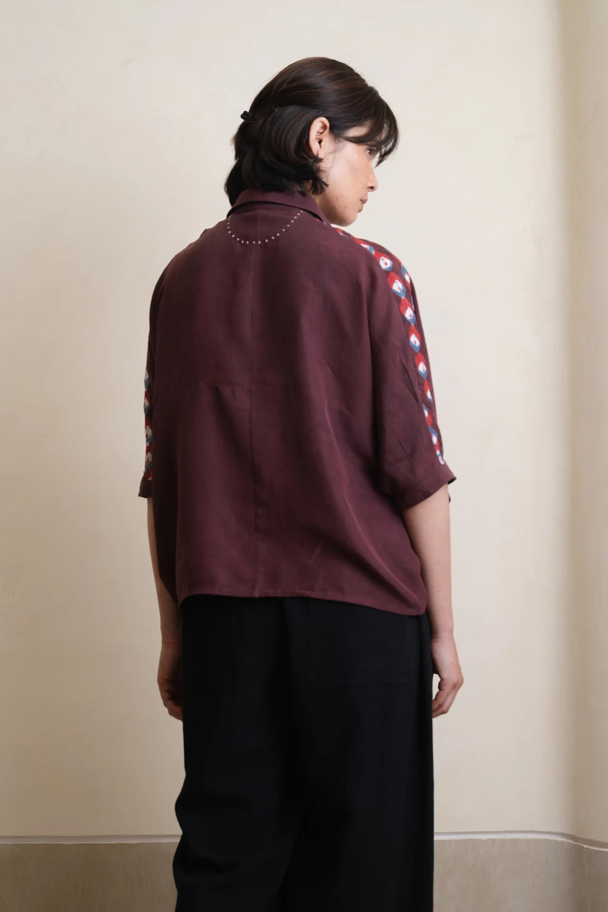 Purple Red Relaxed Bandhani Shirt