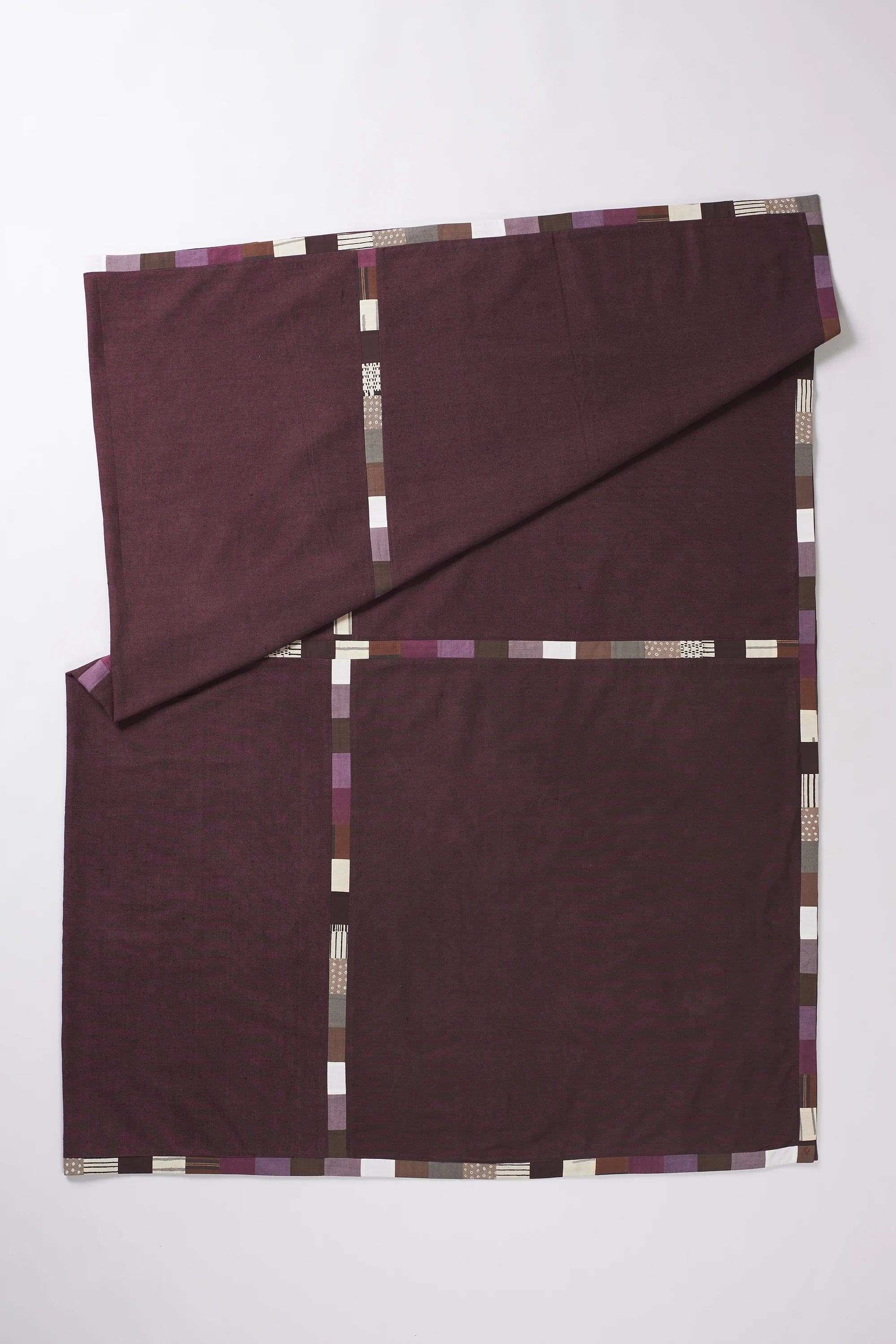 Purple Red Table Cloth with Kantha