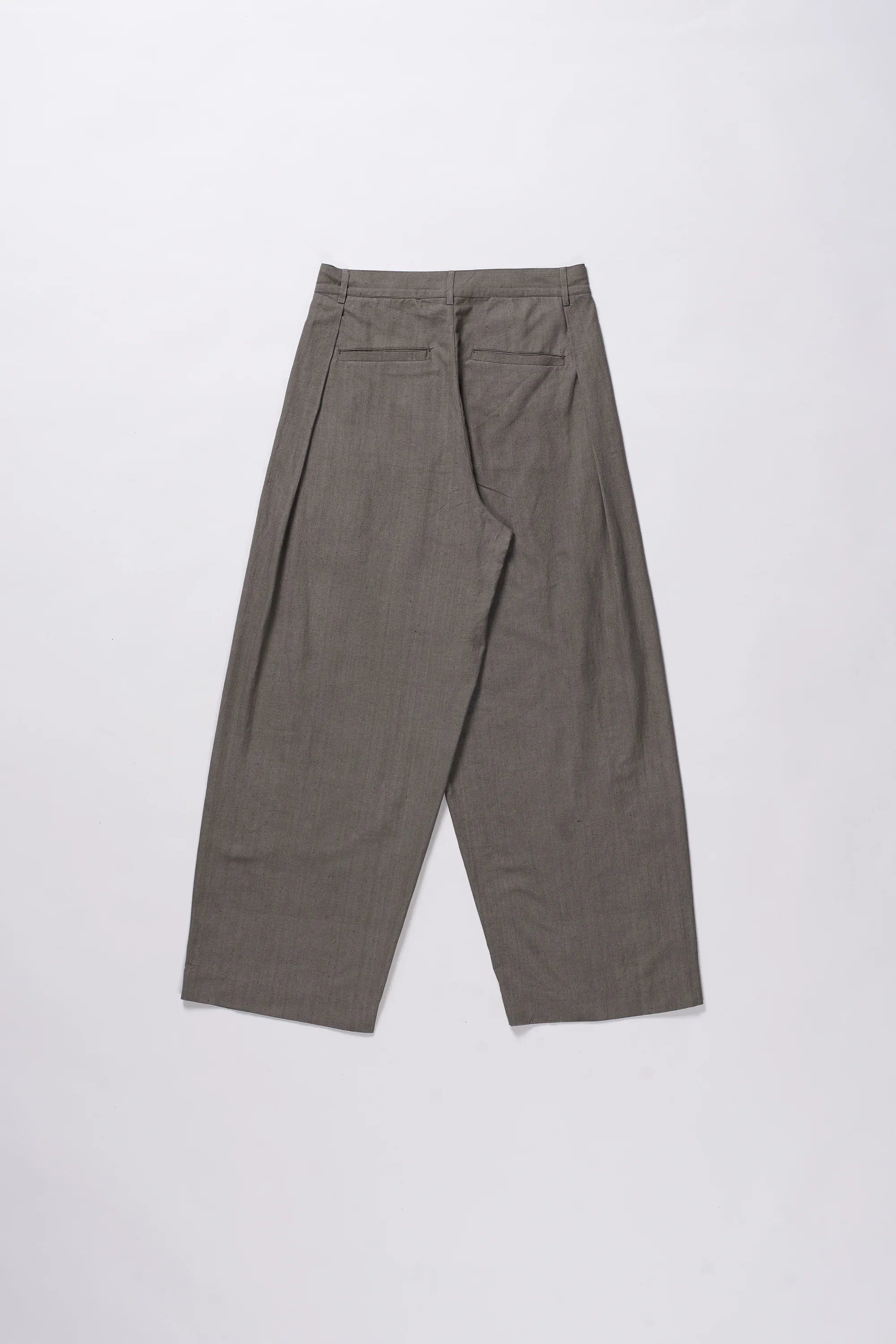 ASH GREY COTTON PLEATED TROUSERS