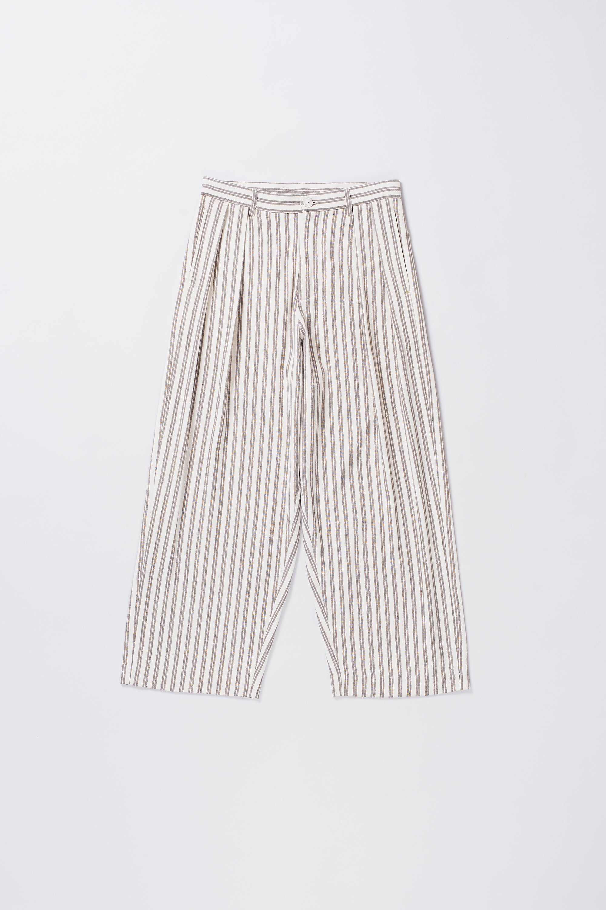 YARN DYED COTTON PLEATED TROUSER