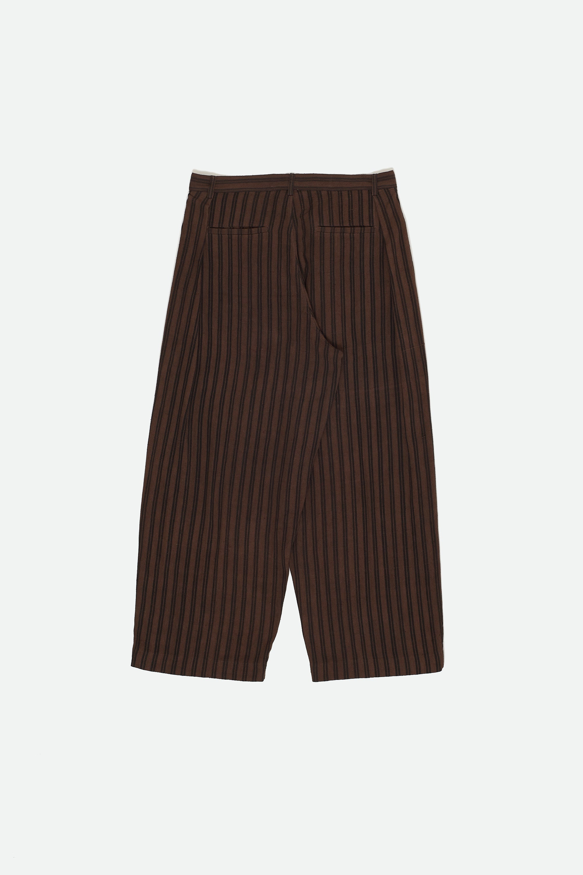 BURNT UMBER YARN DYED COTTON PLEATED TROUSER