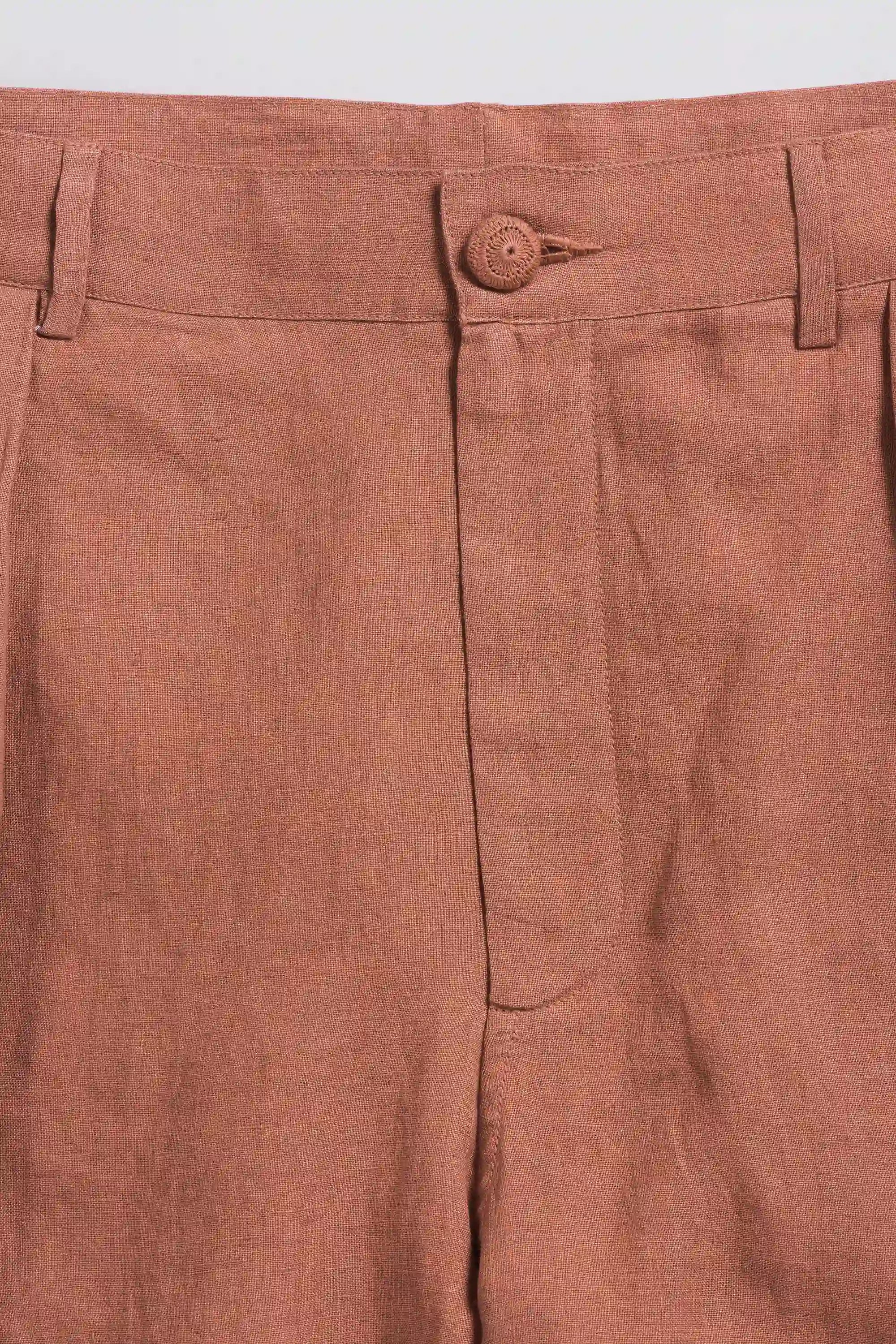 Wide Pleated Pants in Orange Rust