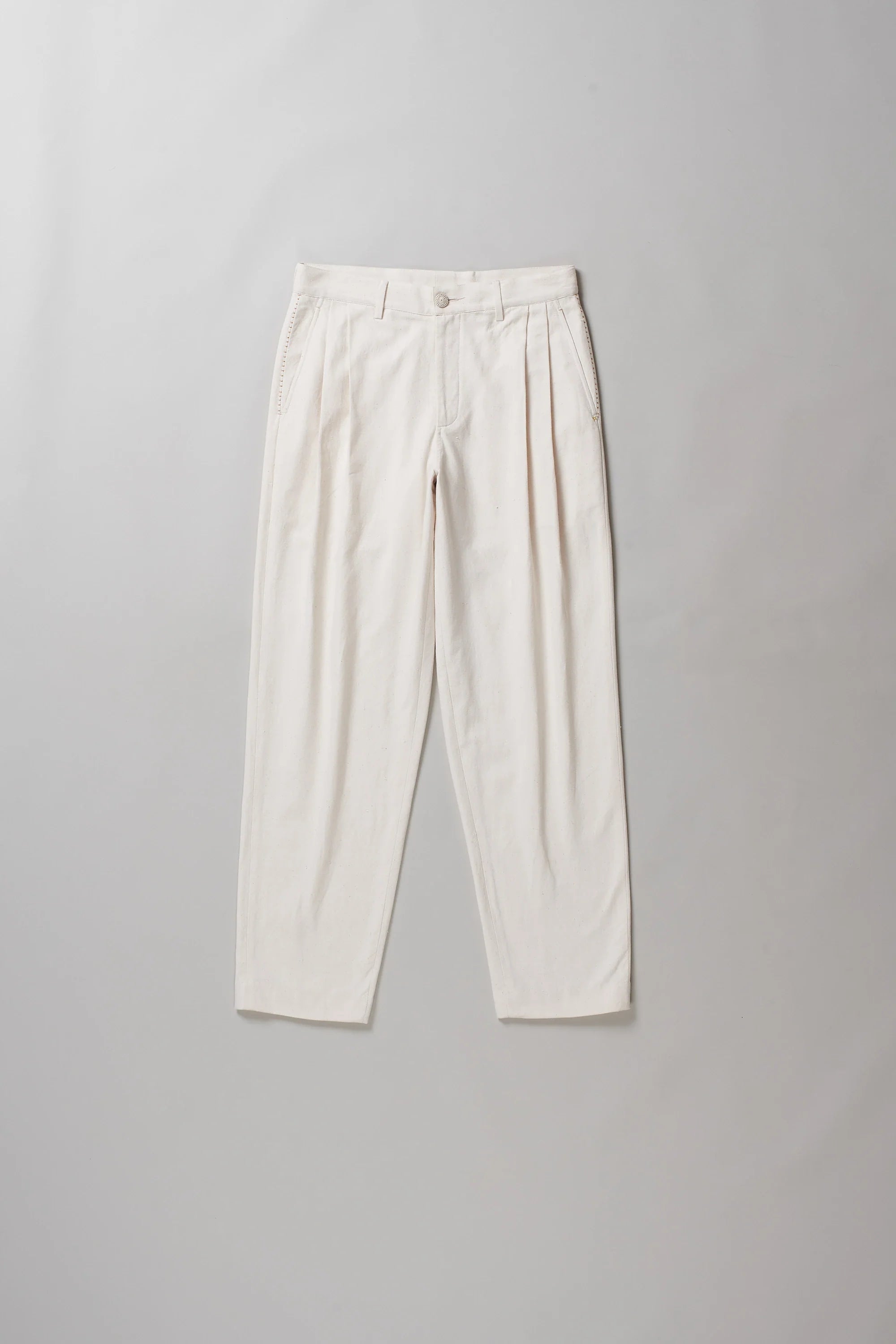 Front image of white cotton pant