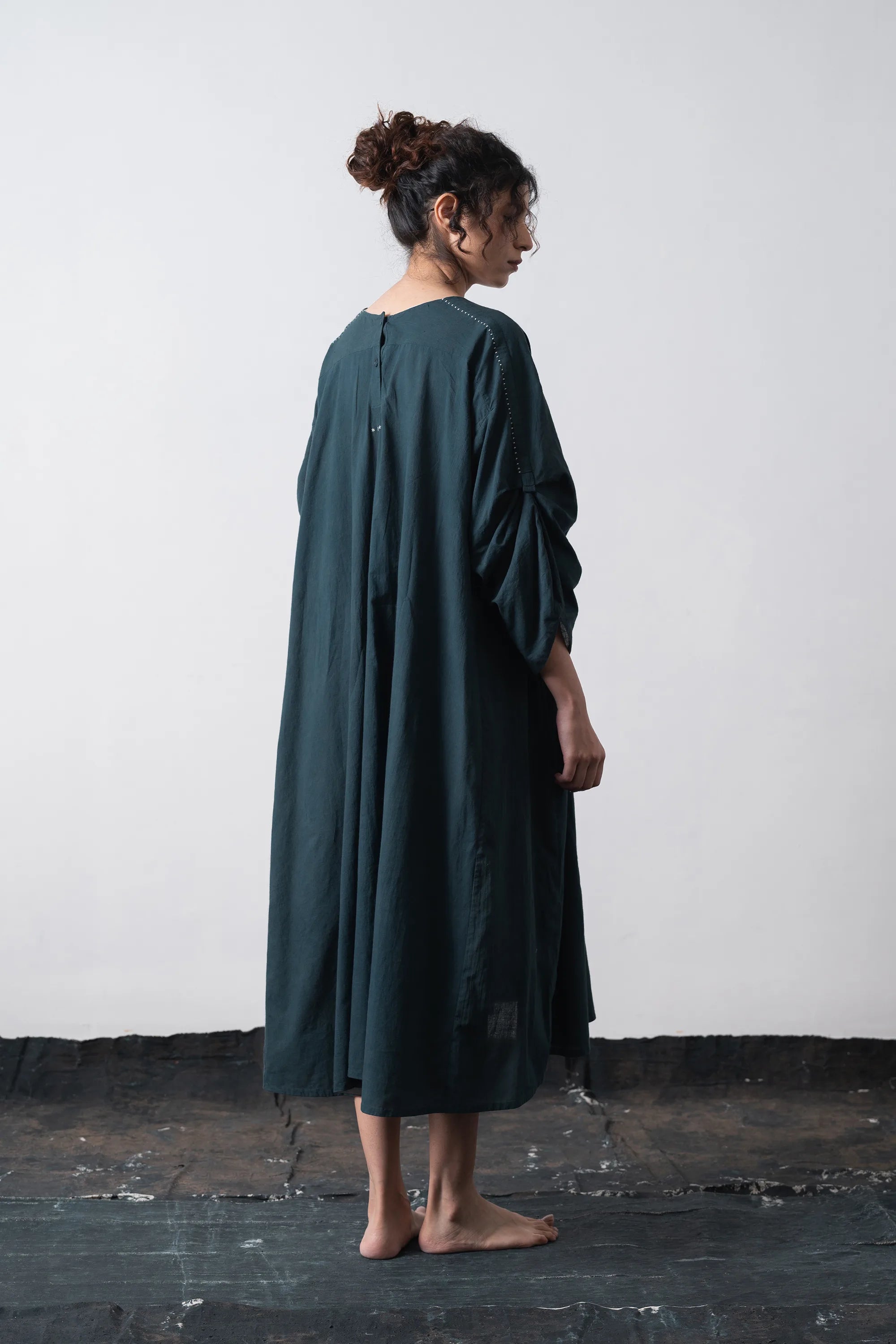 Oversized V Neck Dress in Black Indigo