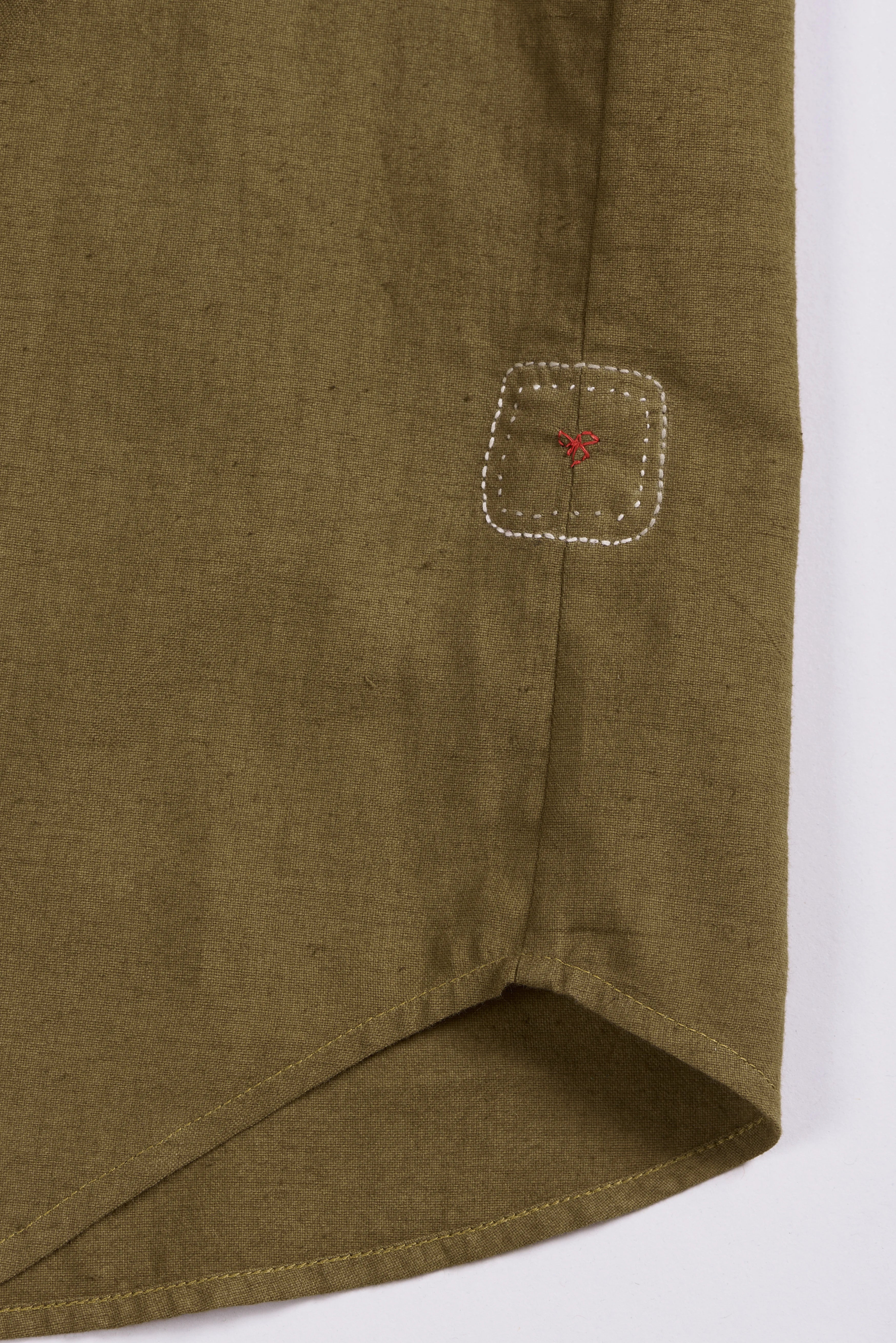 BAND COLLAR SHIRT IN KHAKHI GREEN