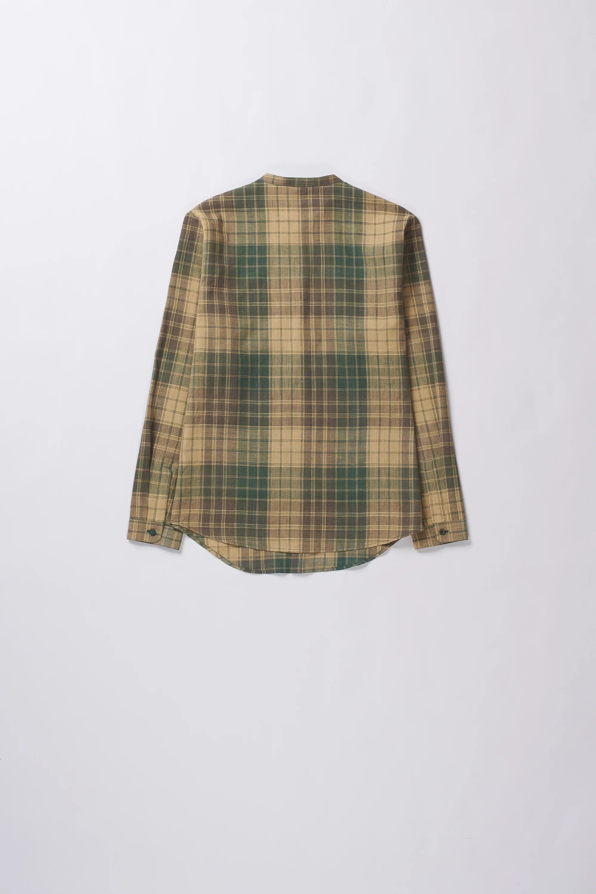 Band Collar Shirt in Jade Green