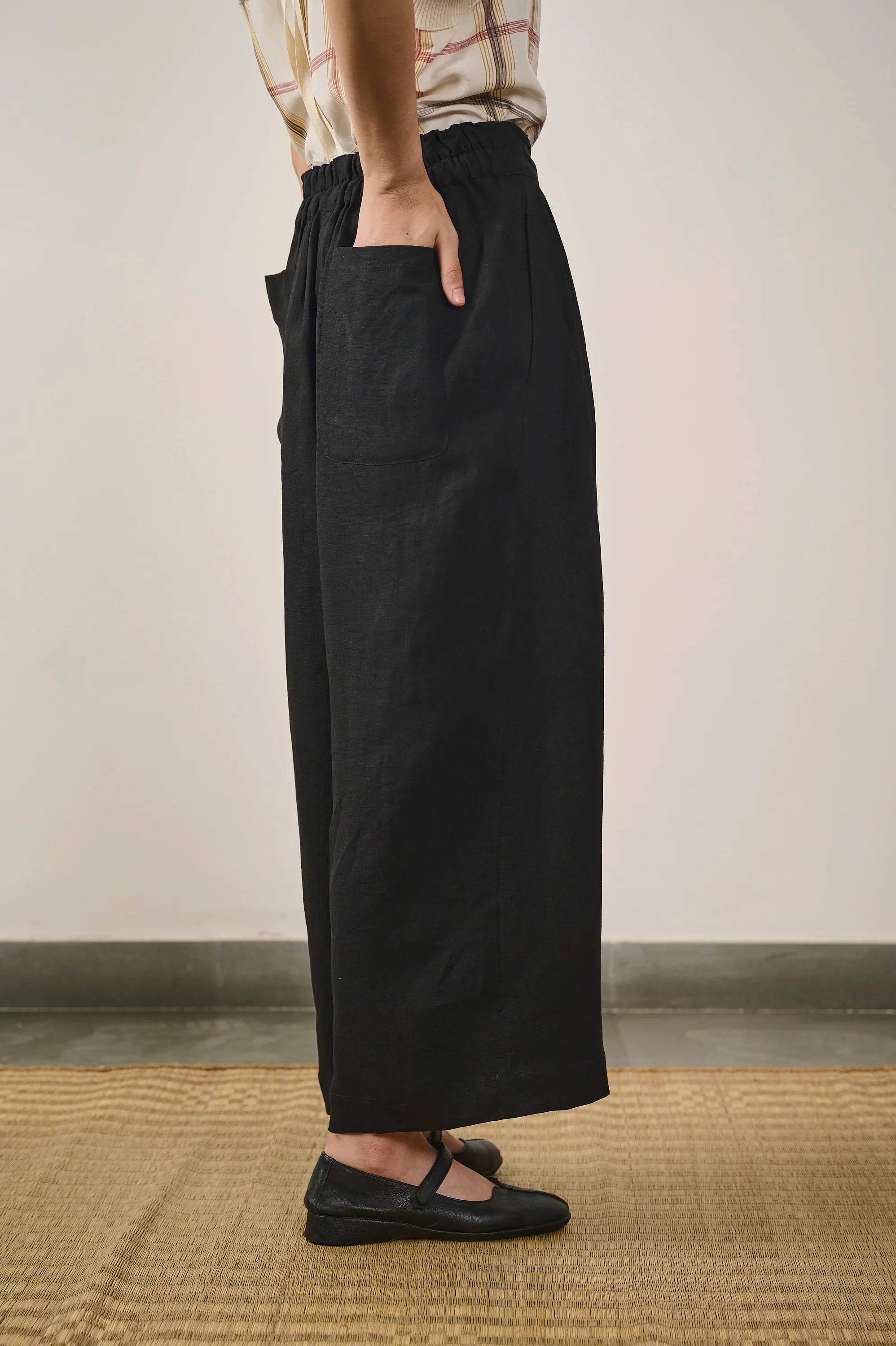 LINEN WIDE TROUSERS