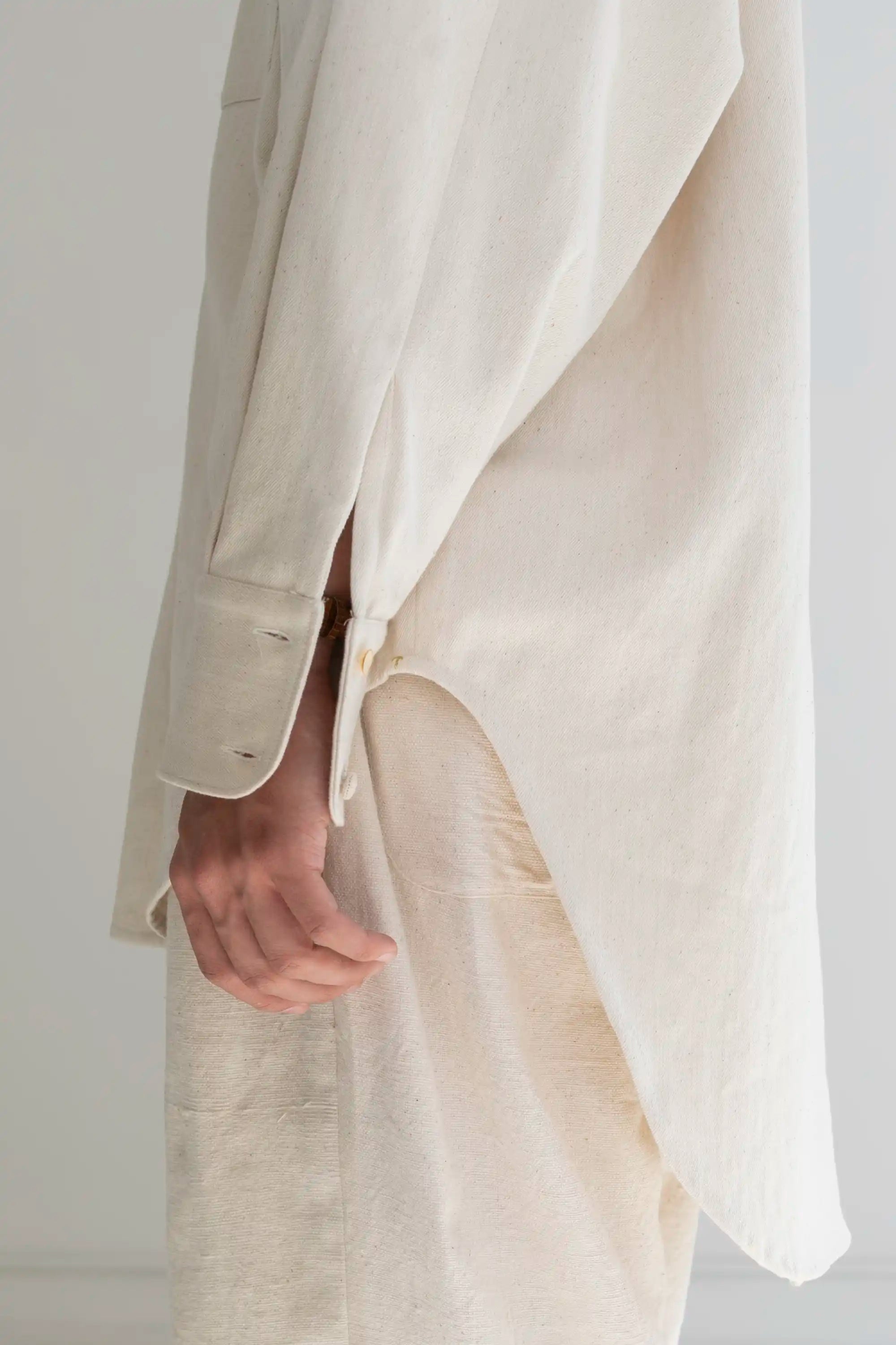 OFF-WHITE OVERSIZED SHIRT IN UNDYED HANDSPUN DENIM