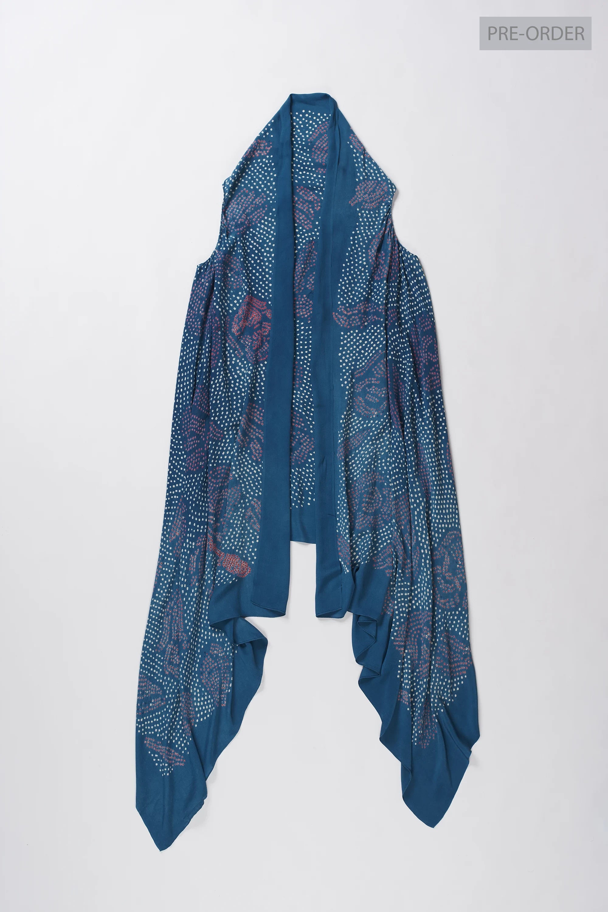 Cutout Scarf with Multi Color Bandhani