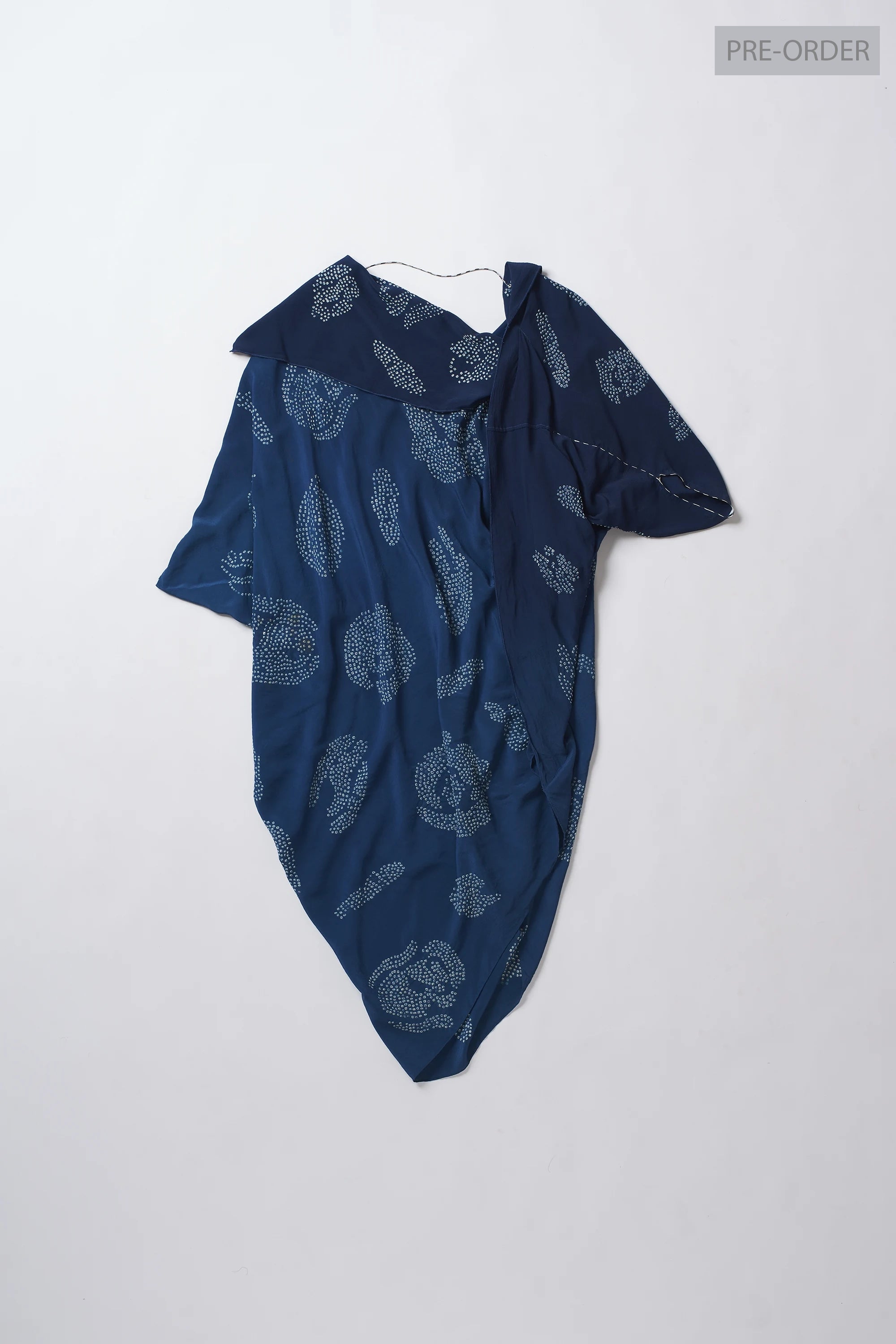 Violin Drape Dress Made In Silk with Bandhani