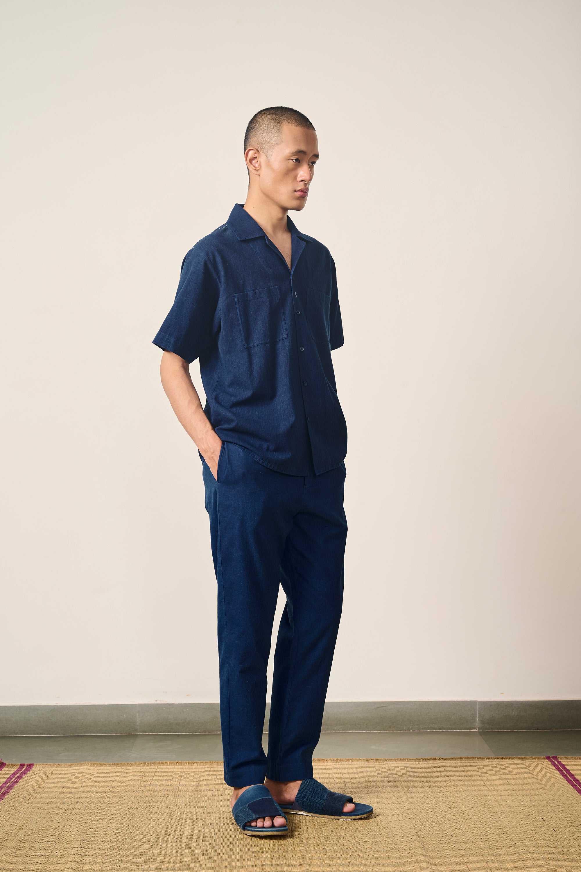 MEDIUM INDIGO CAMP COLLAR SHIRT